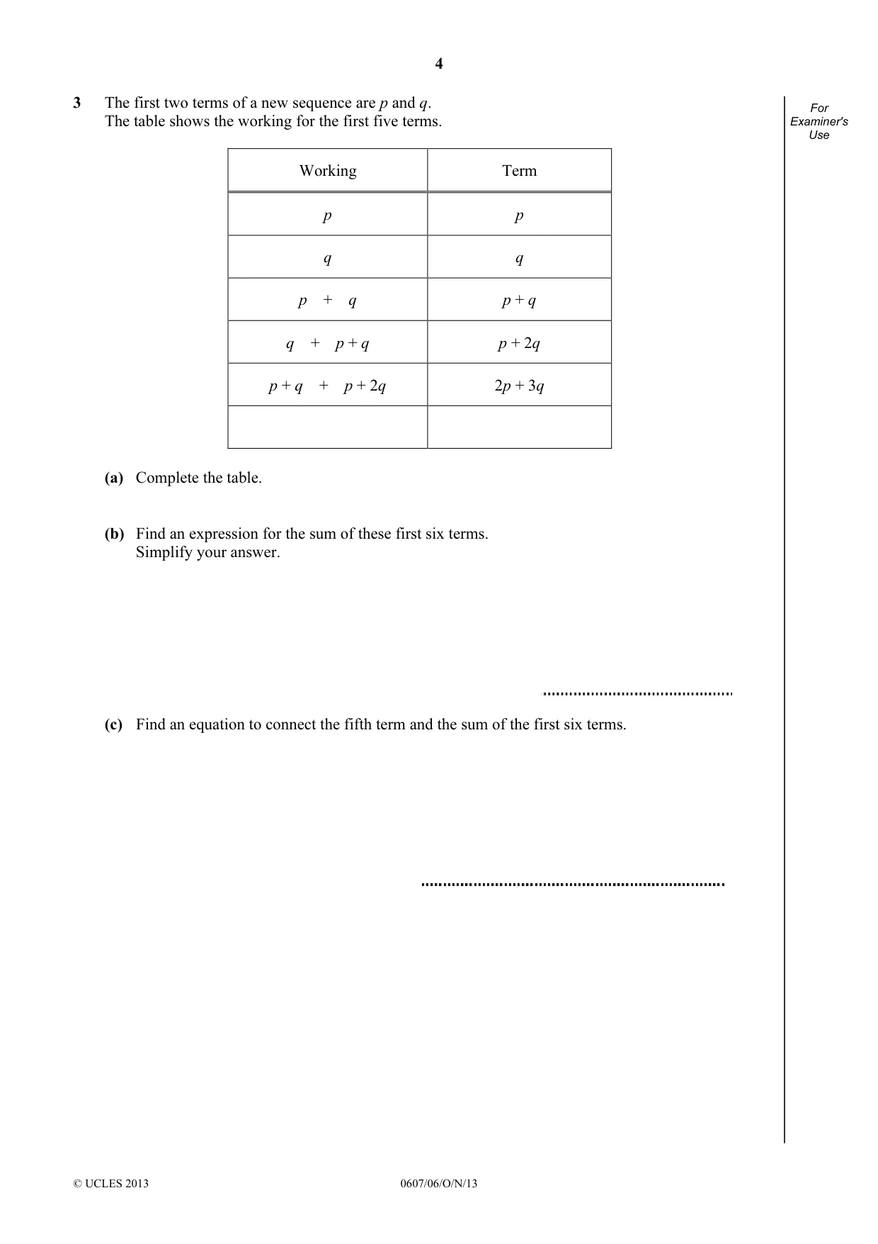 Cambridge IGCSE Mathematics - International 0607 2013 Oct/Nov Paper 6 · Variant 1 question paper, page 4 of 12