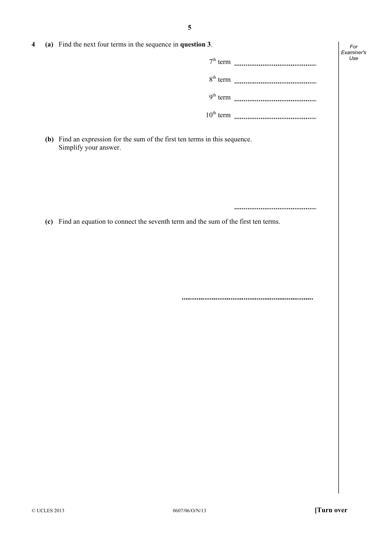 Cambridge IGCSE Mathematics - International 0607 2013 Oct/Nov Paper 6 · Variant 1 question paper, page 5 of 12