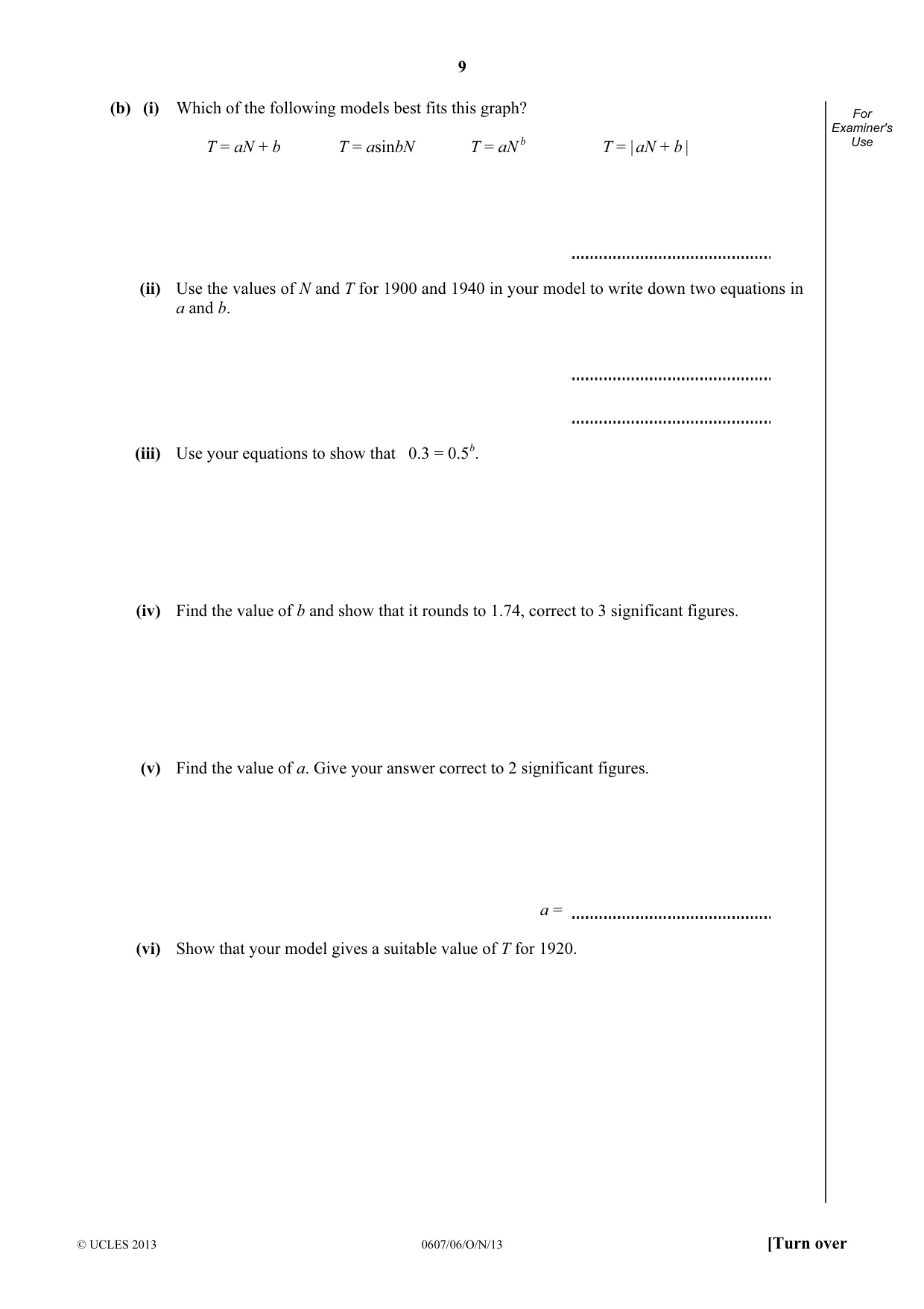 Cambridge IGCSE Mathematics - International 0607 2013 Oct/Nov Paper 6 · Variant 1 question paper, page 9 of 12