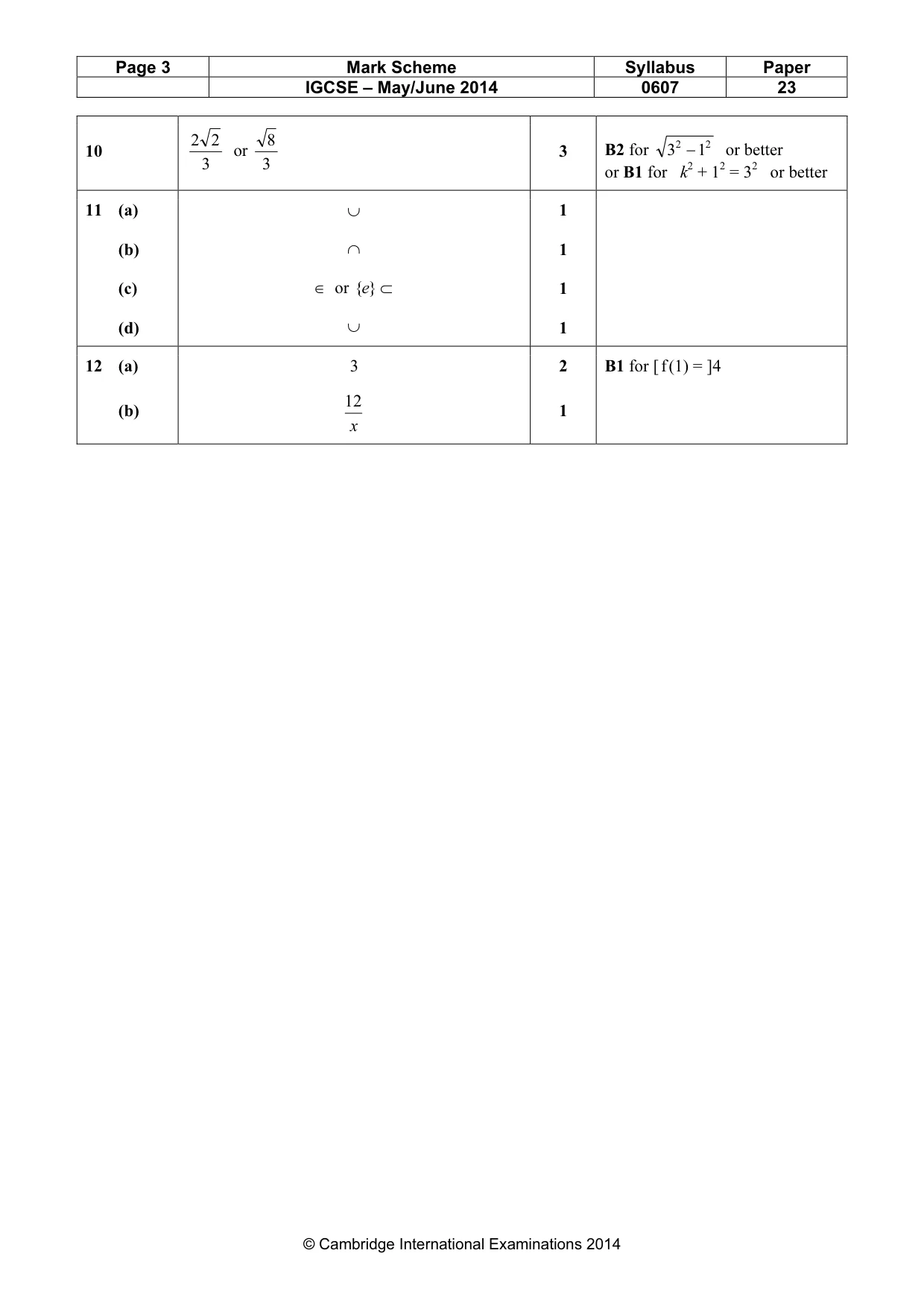 Mark scheme, page 3 of 3
