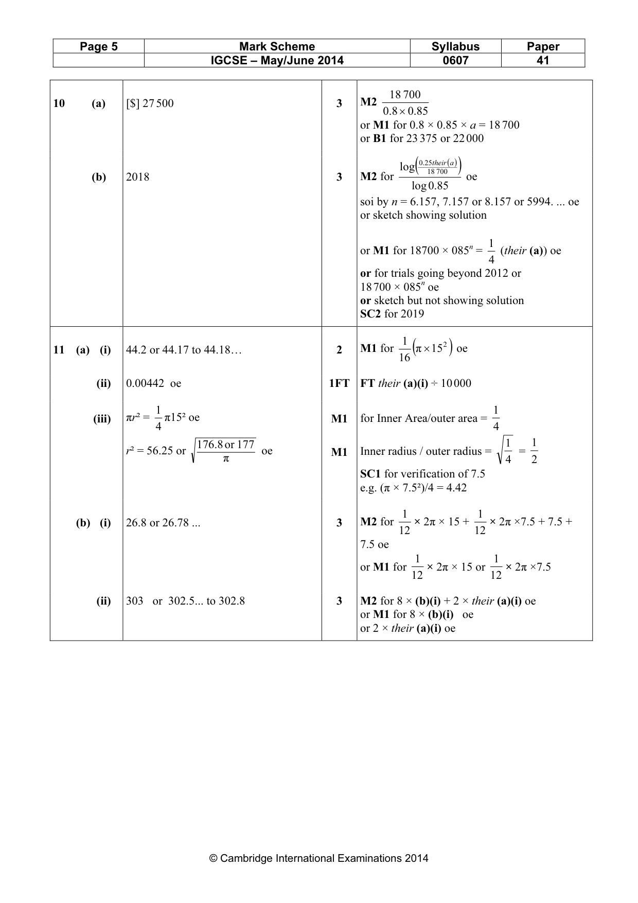 Mark scheme, page 5 of 7