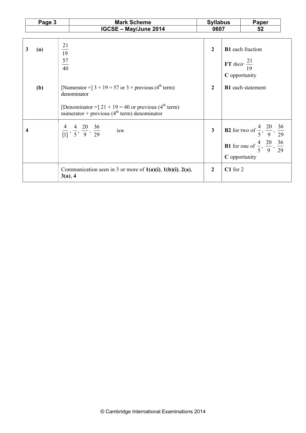 Mark scheme, page 3 of 3