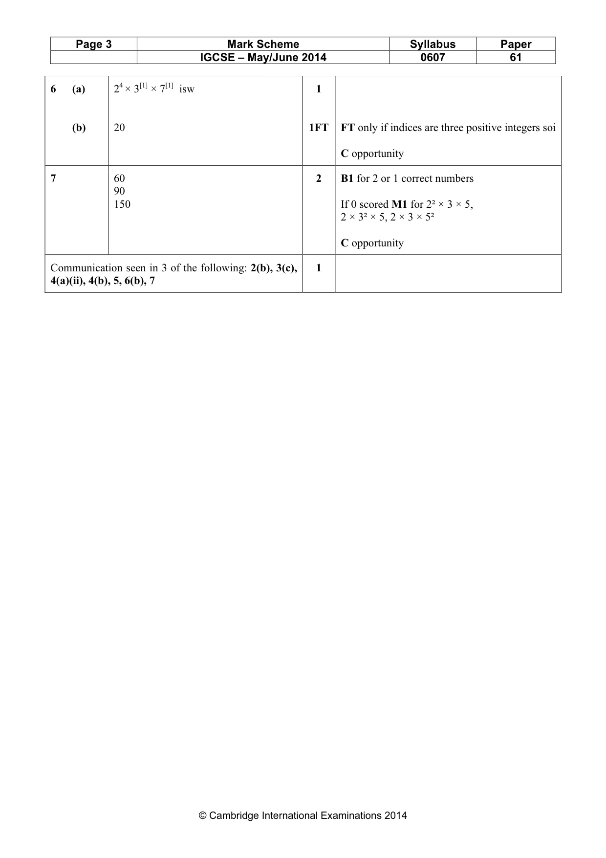 Mark scheme, page 3 of 5