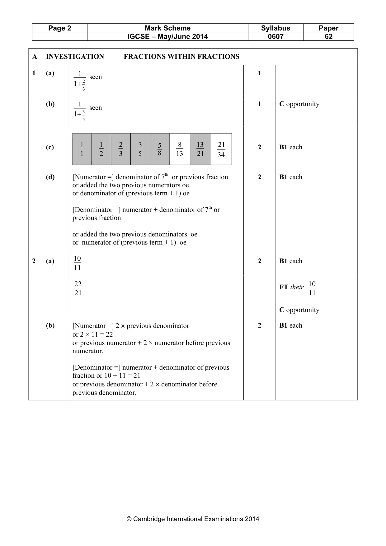Mark scheme, page 2 of 5