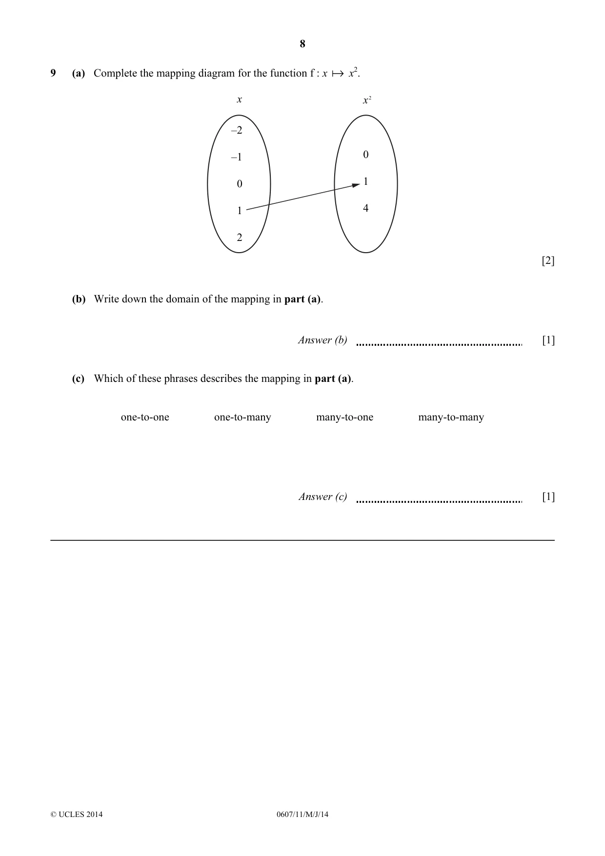 Cambridge IGCSE Mathematics - International 0607 2014 May/June Paper 1 · Variant 1 question paper, page 8 of 12