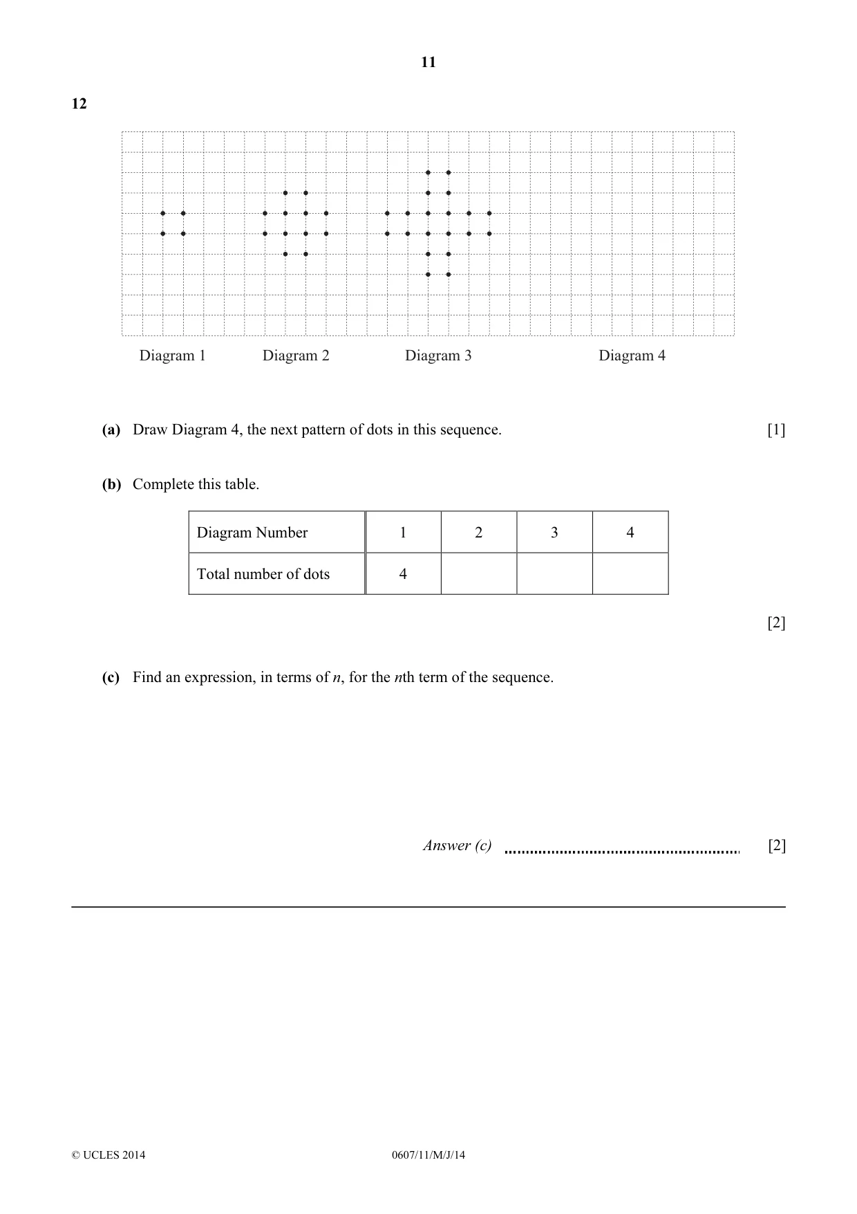 Cambridge IGCSE Mathematics - International 0607 2014 May/June Paper 1 · Variant 1 question paper, page 11 of 12