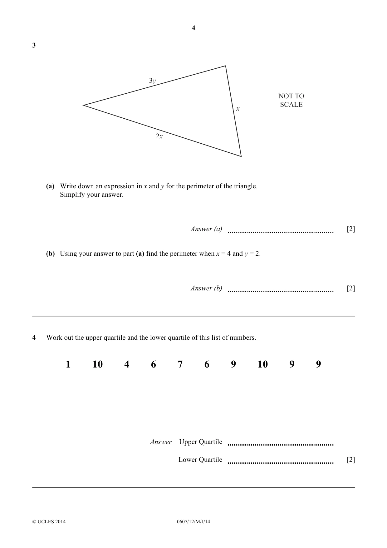 Cambridge IGCSE Mathematics - International 0607 2014 May/June Paper 1 · Variant 2 question paper, page 4 of 12