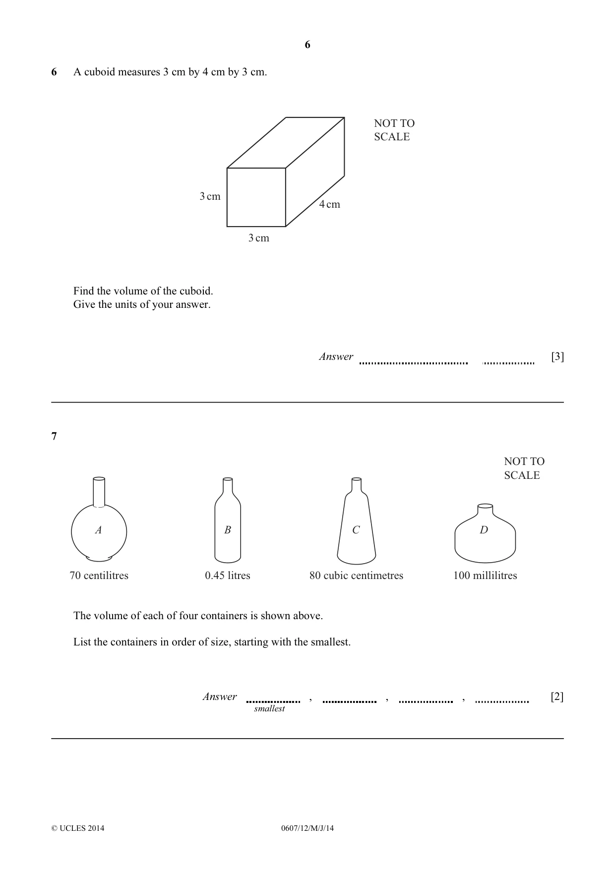 Cambridge IGCSE Mathematics - International 0607 2014 May/June Paper 1 · Variant 2 question paper, page 6 of 12