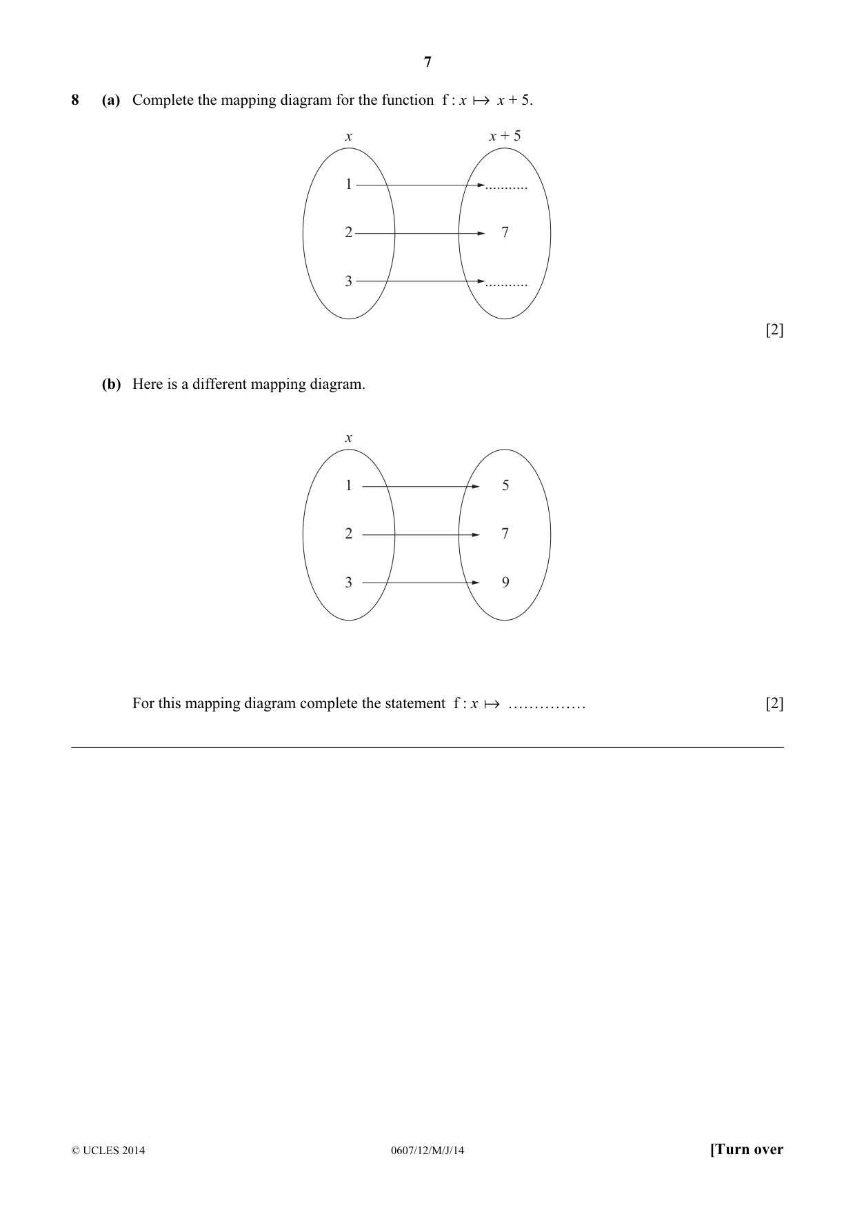 Cambridge IGCSE Mathematics - International 0607 2014 May/June Paper 1 · Variant 2 question paper, page 7 of 12