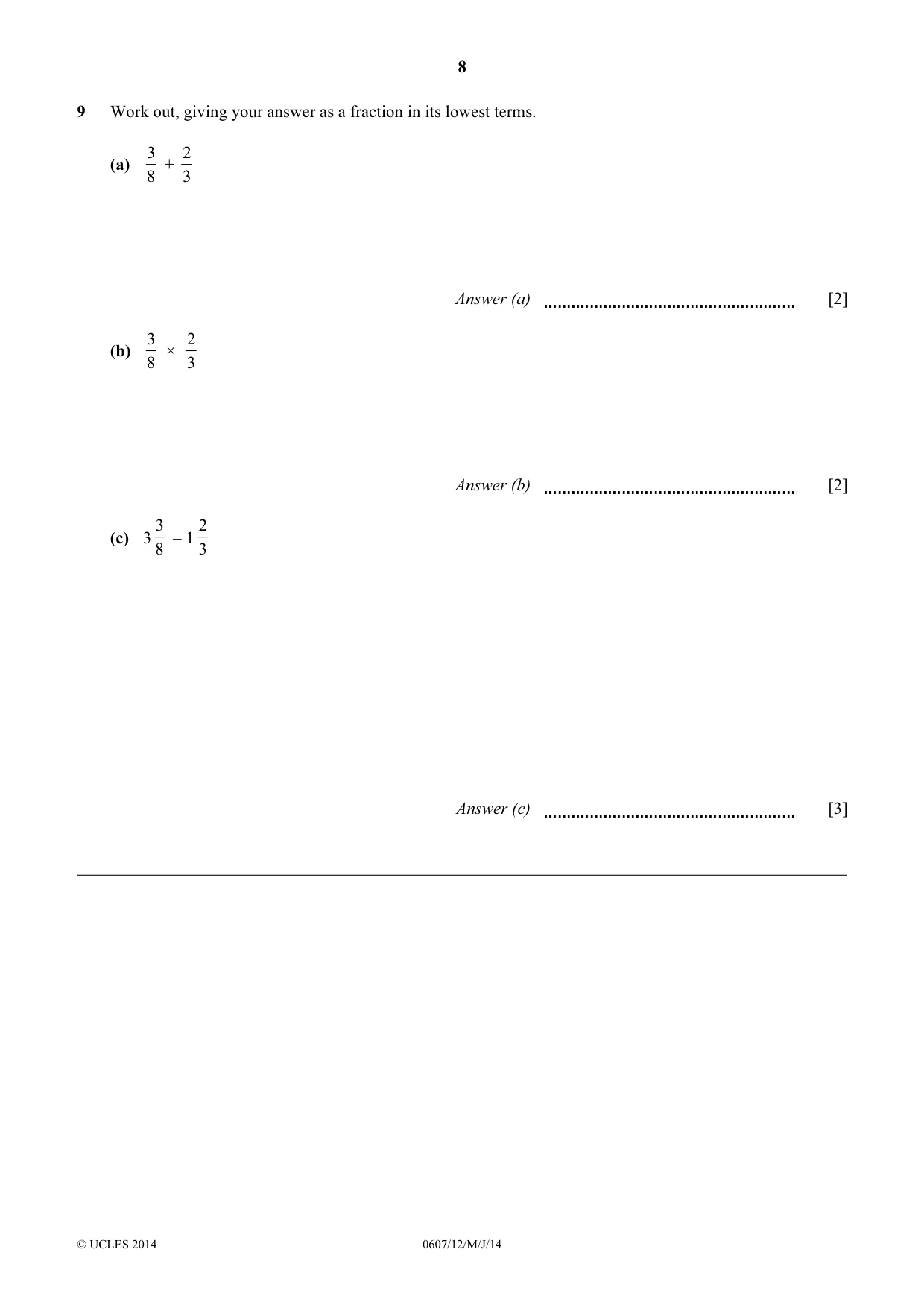 Cambridge IGCSE Mathematics - International 0607 2014 May/June Paper 1 · Variant 2 question paper, page 8 of 12