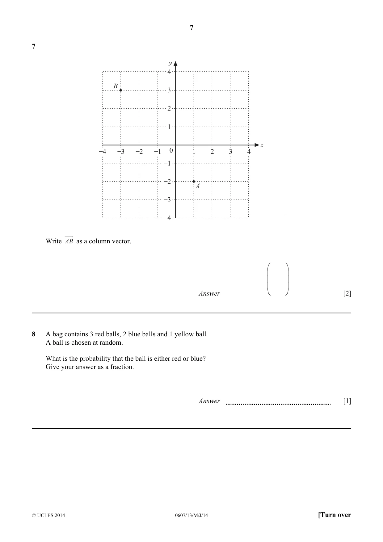 Cambridge IGCSE Mathematics - International 0607 2014 May/June Paper 1 · Variant 3 question paper, page 7 of 12
