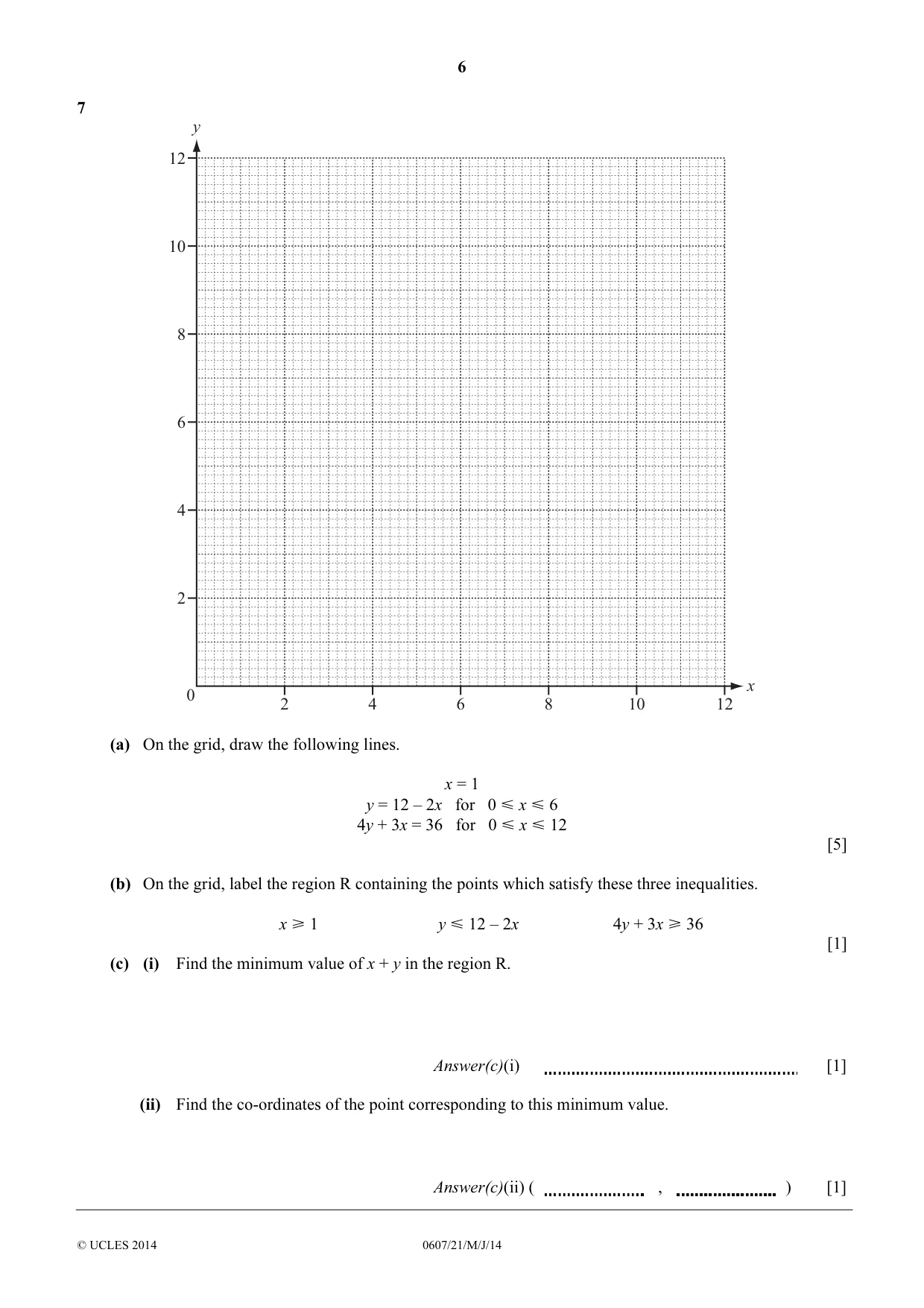 Cambridge IGCSE Mathematics - International 0607 2014 May/June Paper 2 · Variant 1 question paper, page 6 of 8
