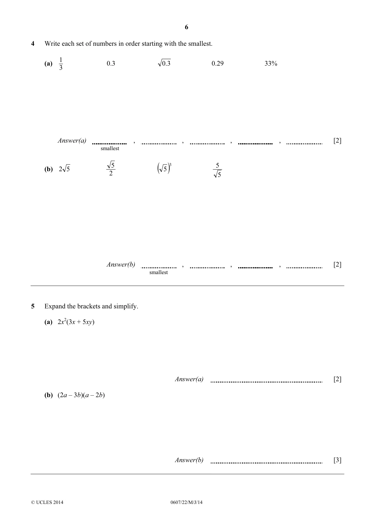 Cambridge IGCSE Mathematics - International 0607 2014 May/June Paper 2 · Variant 2 question paper, page 6 of 12