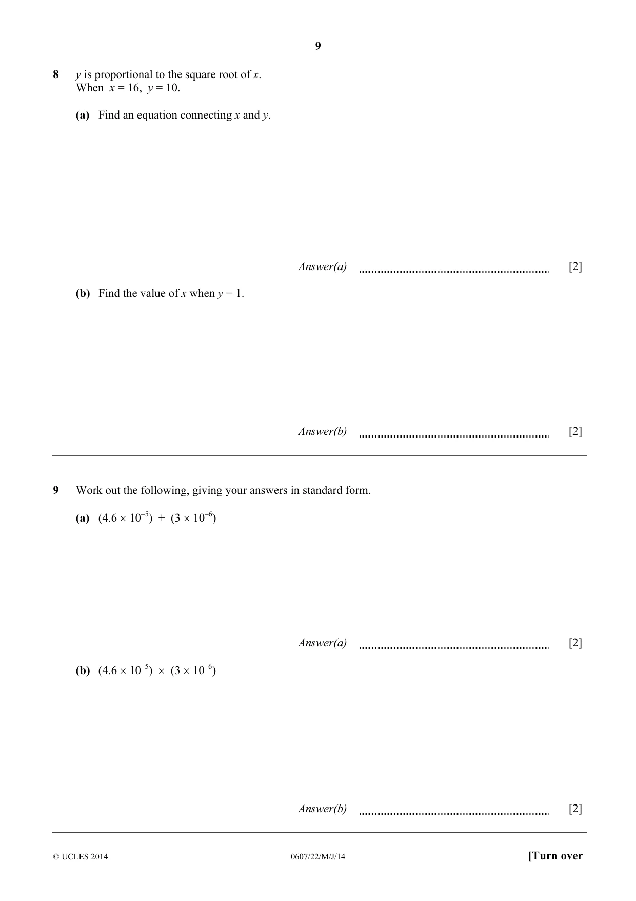 Cambridge IGCSE Mathematics - International 0607 2014 May/June Paper 2 · Variant 2 question paper, page 9 of 12
