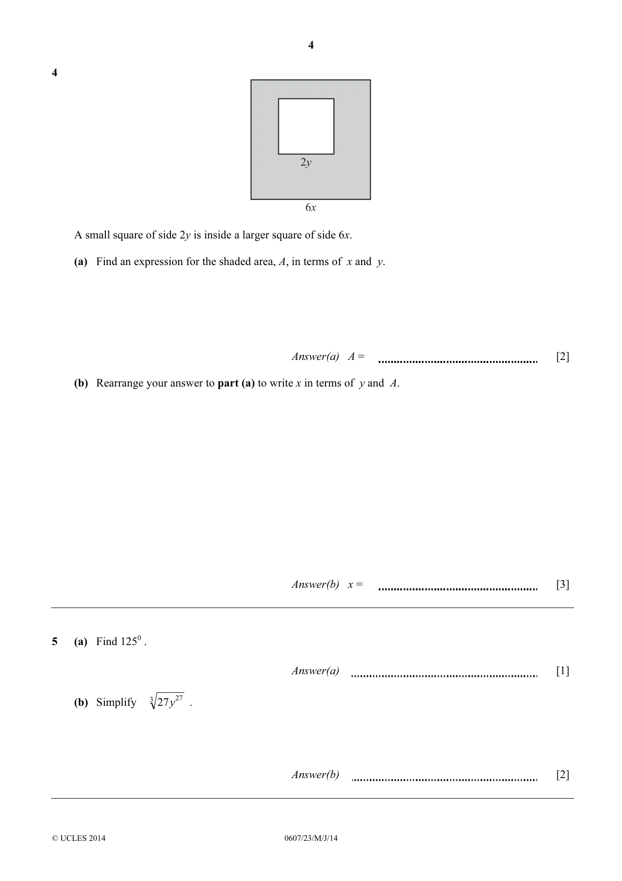Cambridge IGCSE Mathematics - International 0607 2014 May/June Paper 2 · Variant 3 question paper, page 4 of 8