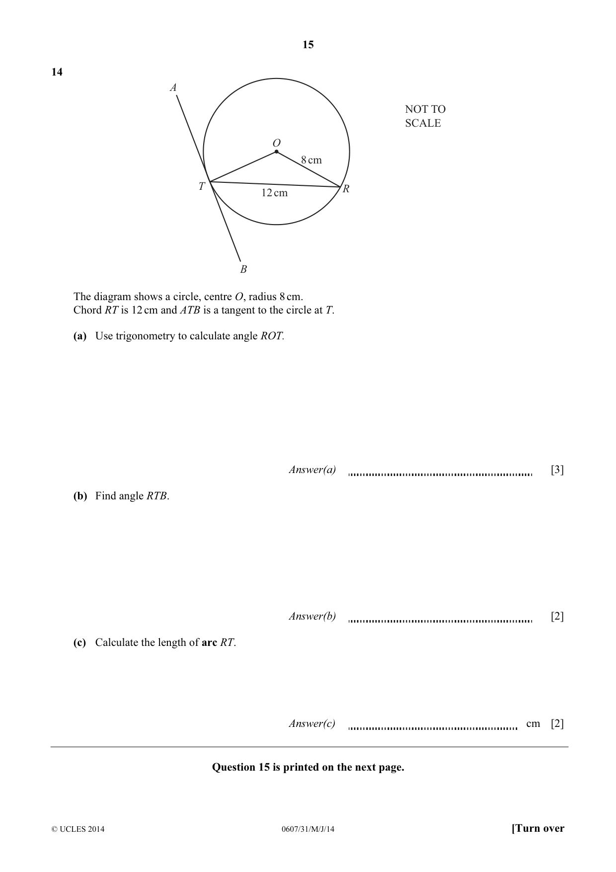 Cambridge IGCSE Mathematics - International 0607 2014 May/June Paper 3 · Variant 1 question paper, page 15 of 16