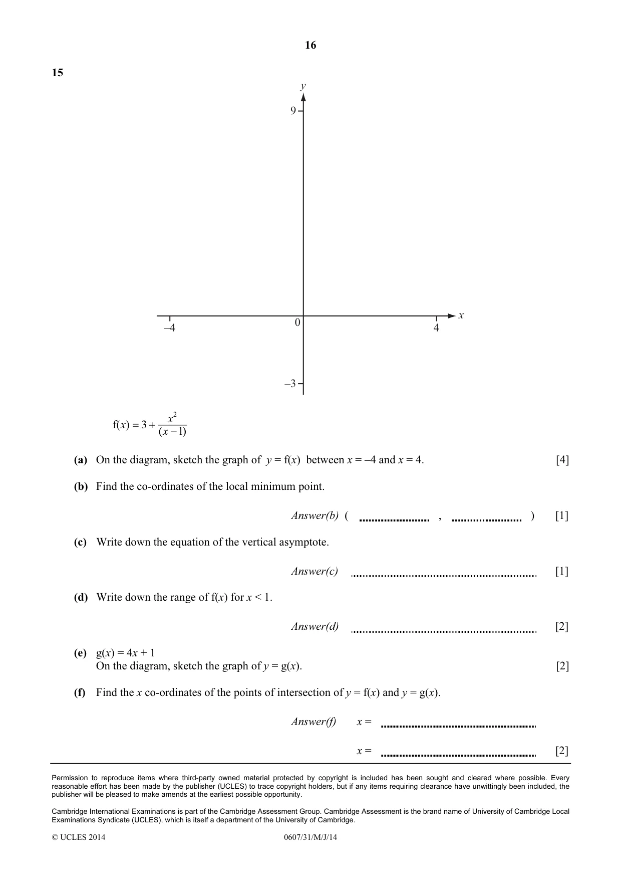 Cambridge IGCSE Mathematics - International 0607 2014 May/June Paper 3 · Variant 1 question paper, page 16 of 16