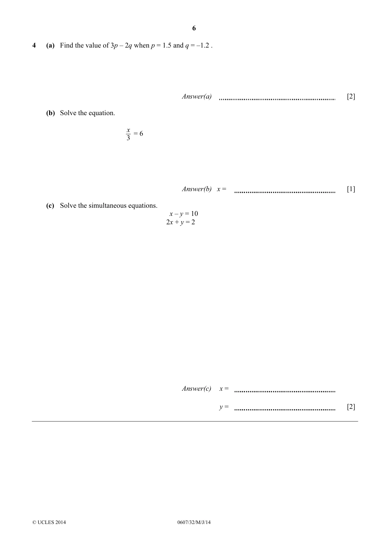 Cambridge IGCSE Mathematics - International 0607 2014 May/June Paper 3 · Variant 2 question paper, page 6 of 16