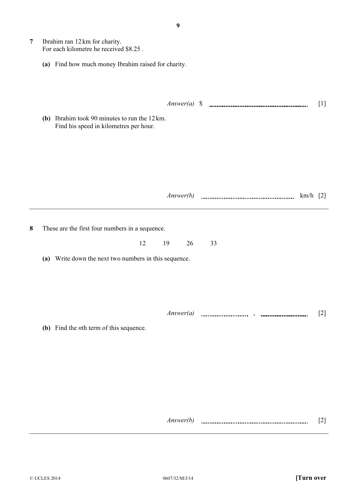 Cambridge IGCSE Mathematics - International 0607 2014 May/June Paper 3 · Variant 2 question paper, page 9 of 16