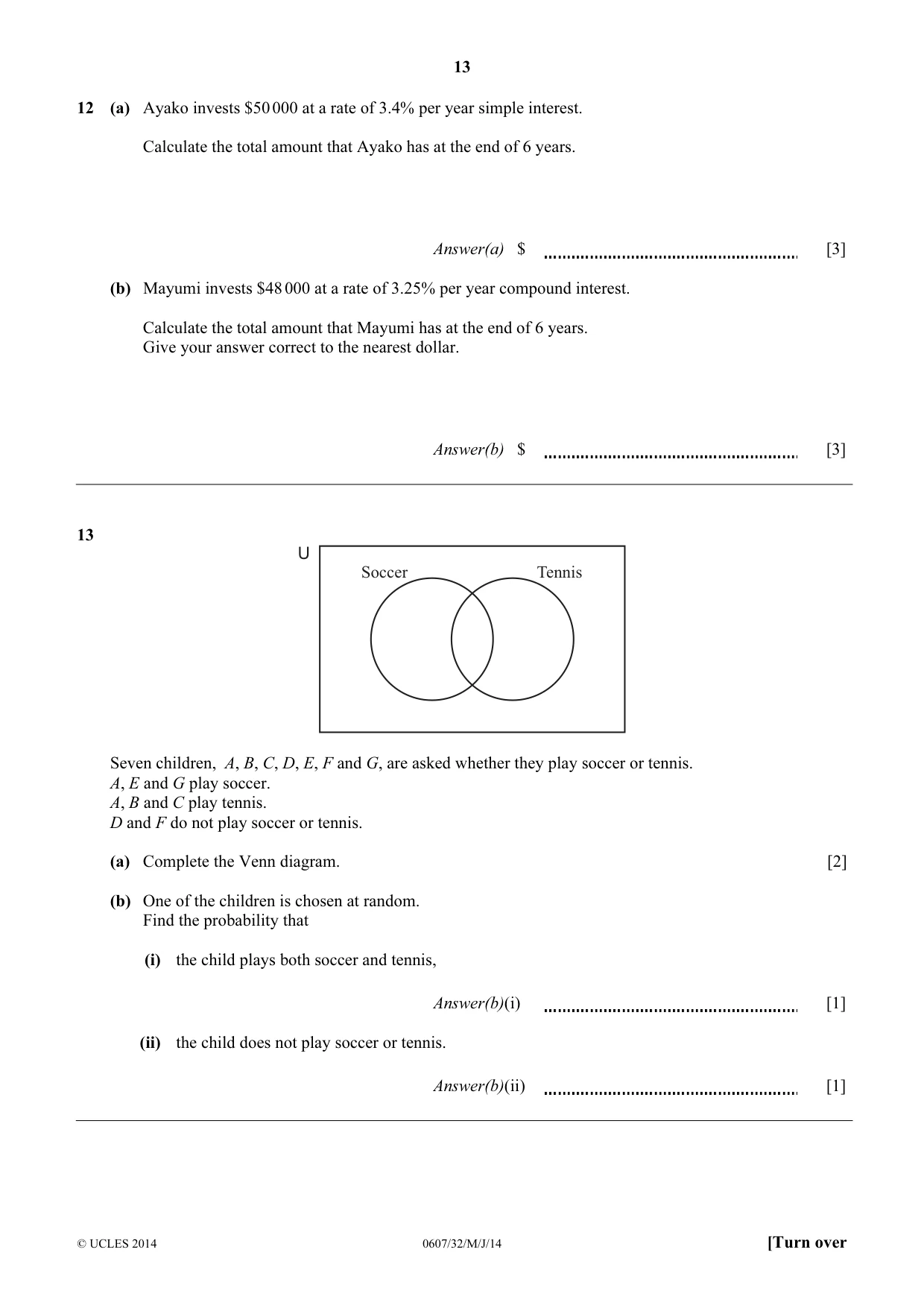 Cambridge IGCSE Mathematics - International 0607 2014 May/June Paper 3 · Variant 2 question paper, page 13 of 16