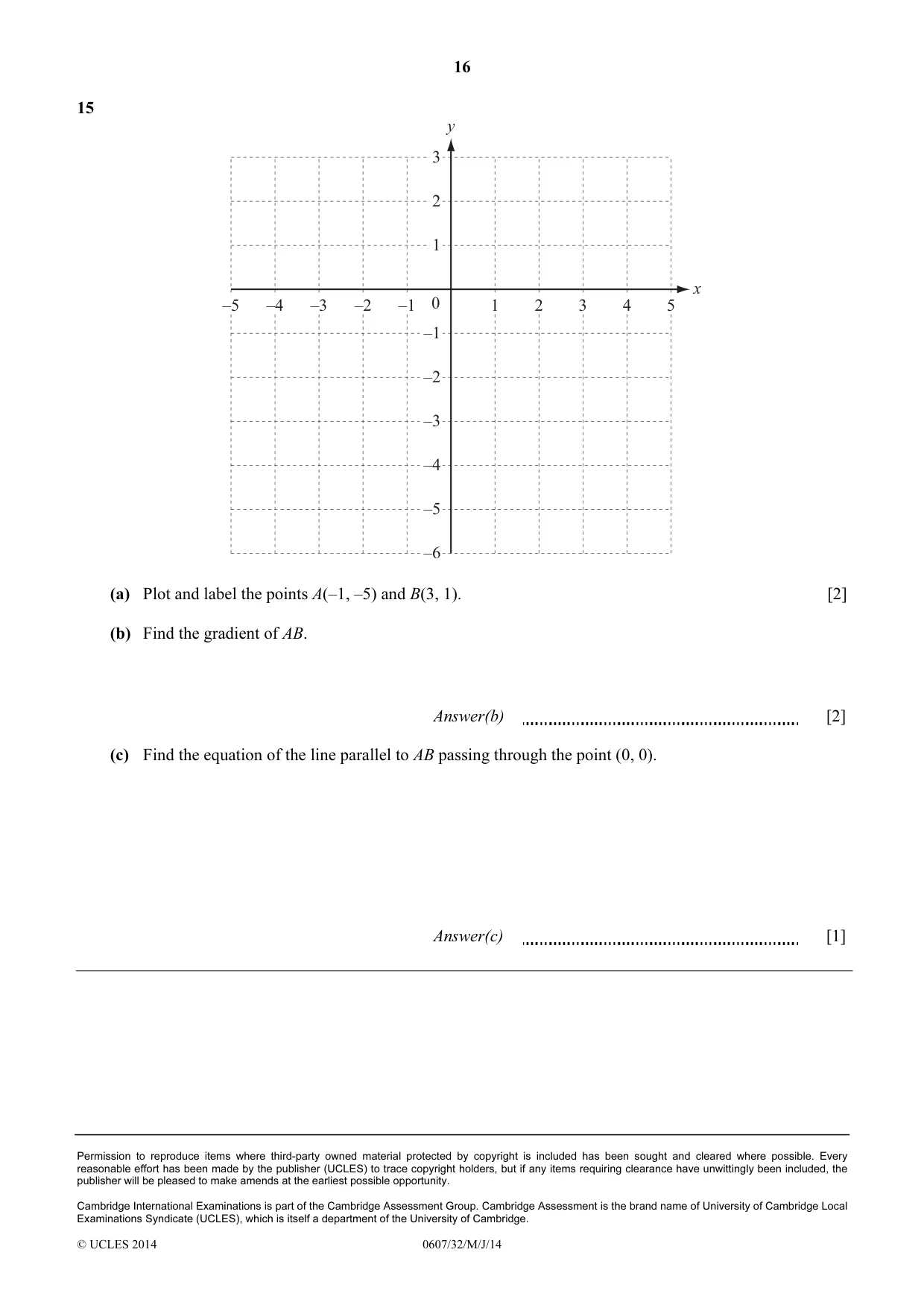 Cambridge IGCSE Mathematics - International 0607 2014 May/June Paper 3 · Variant 2 question paper, page 16 of 16