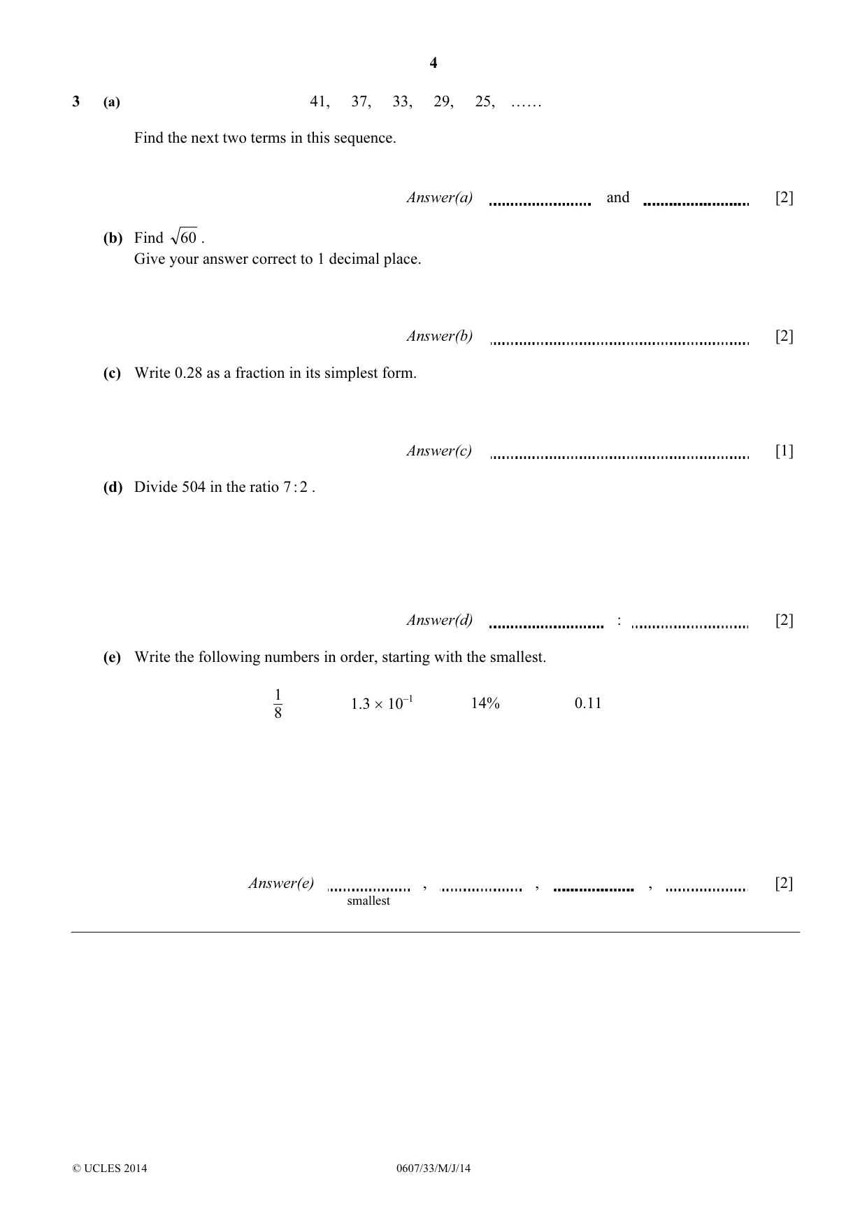 Cambridge IGCSE Mathematics - International 0607 2014 May/June Paper 3 · Variant 3 question paper, page 4 of 16