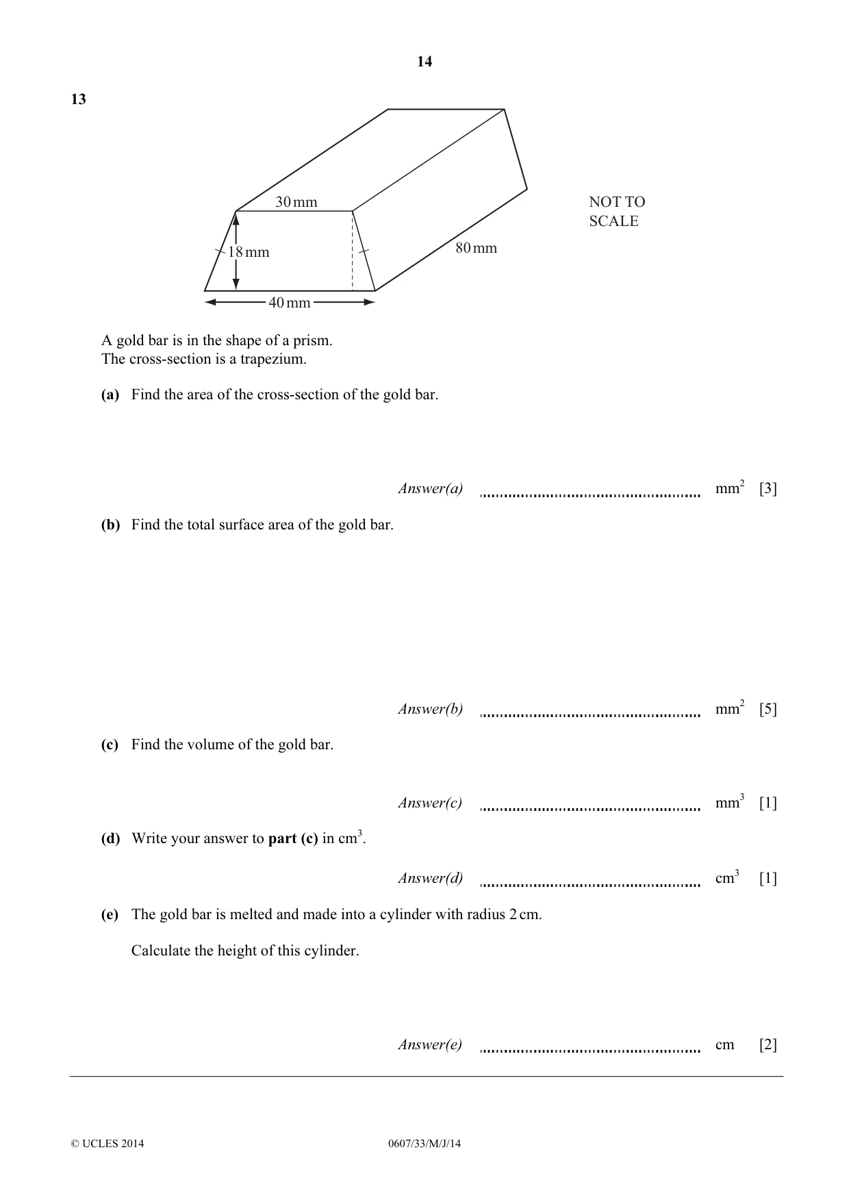 Cambridge IGCSE Mathematics - International 0607 2014 May/June Paper 3 · Variant 3 question paper, page 14 of 16