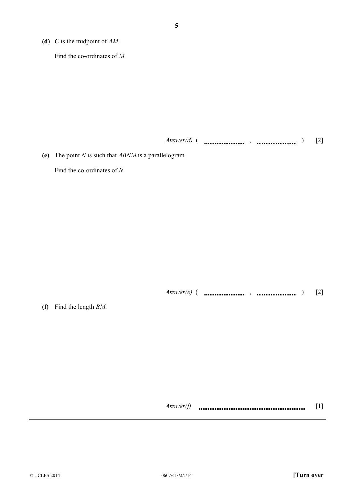Cambridge IGCSE Mathematics - International 0607 2014 May/June Paper 4 · Variant 1 question paper, page 5 of 24