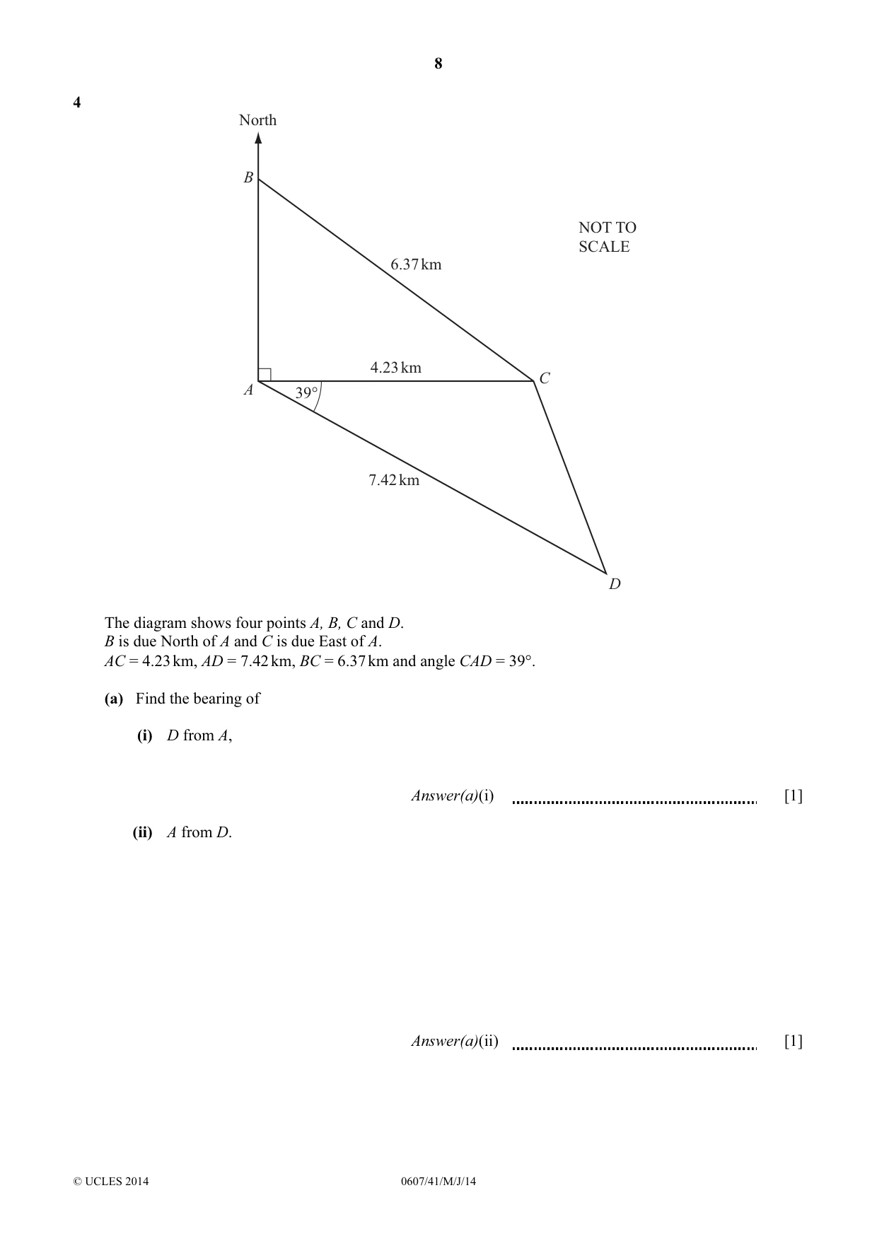 Cambridge IGCSE Mathematics - International 0607 2014 May/June Paper 4 · Variant 1 question paper, page 8 of 24
