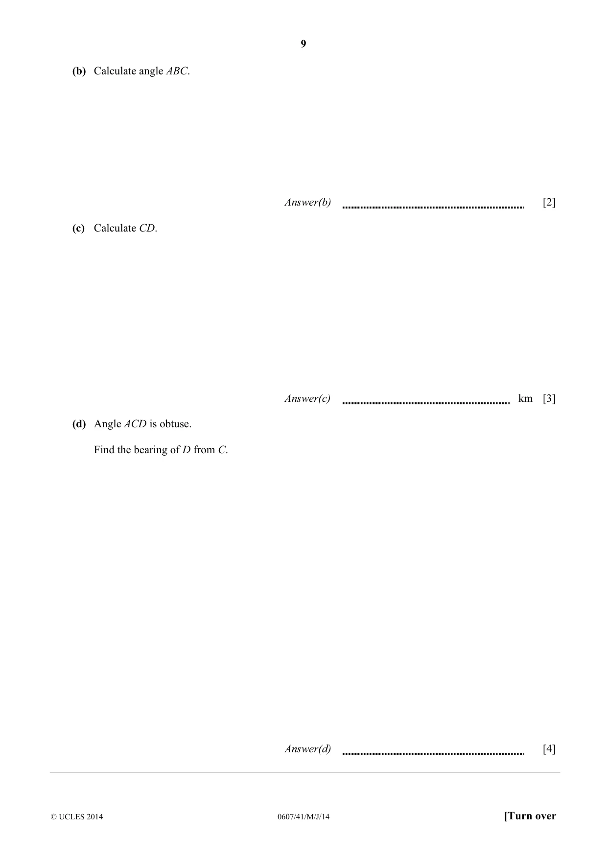 Cambridge IGCSE Mathematics - International 0607 2014 May/June Paper 4 · Variant 1 question paper, page 9 of 24