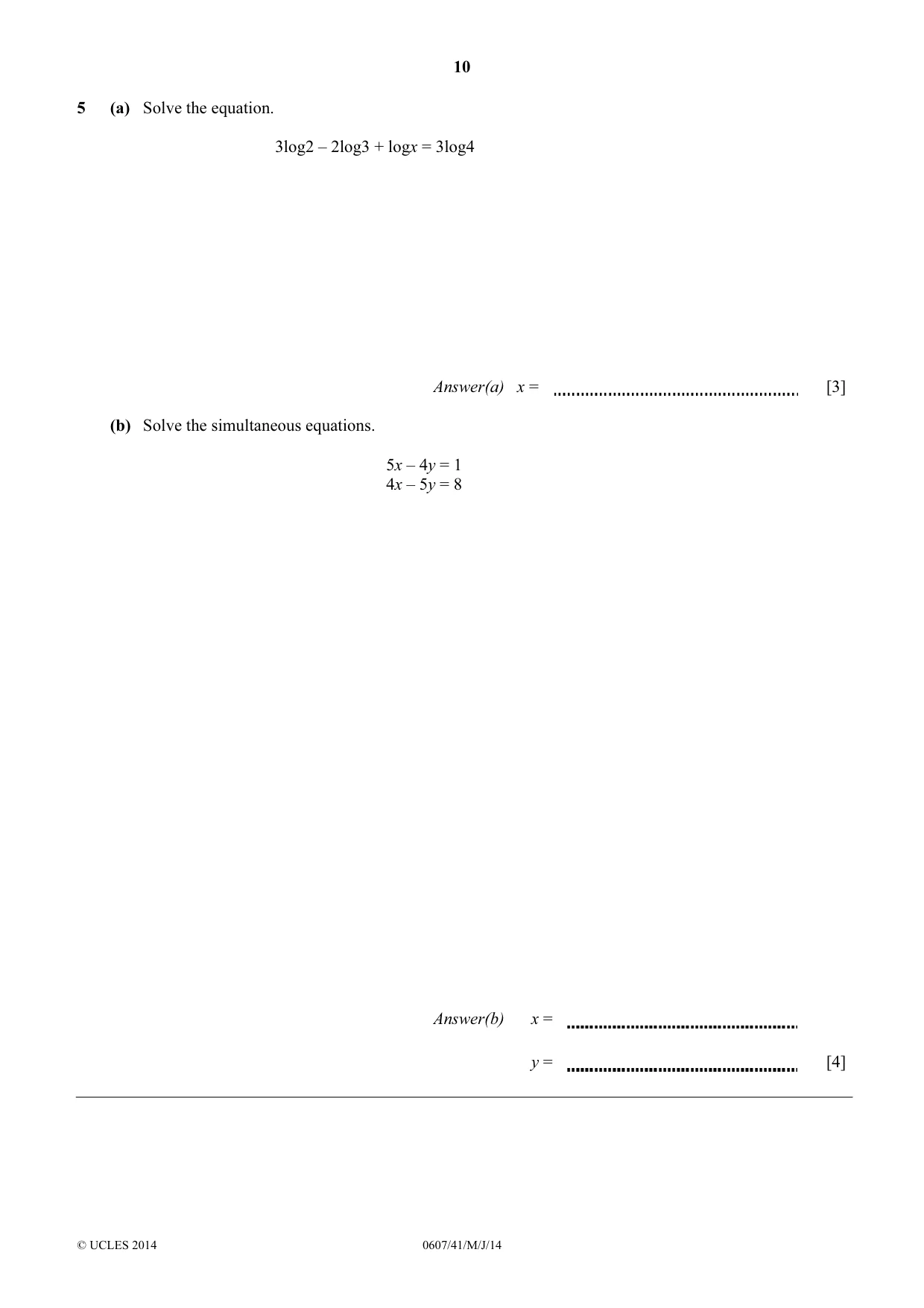 Cambridge IGCSE Mathematics - International 0607 2014 May/June Paper 4 · Variant 1 question paper, page 10 of 24