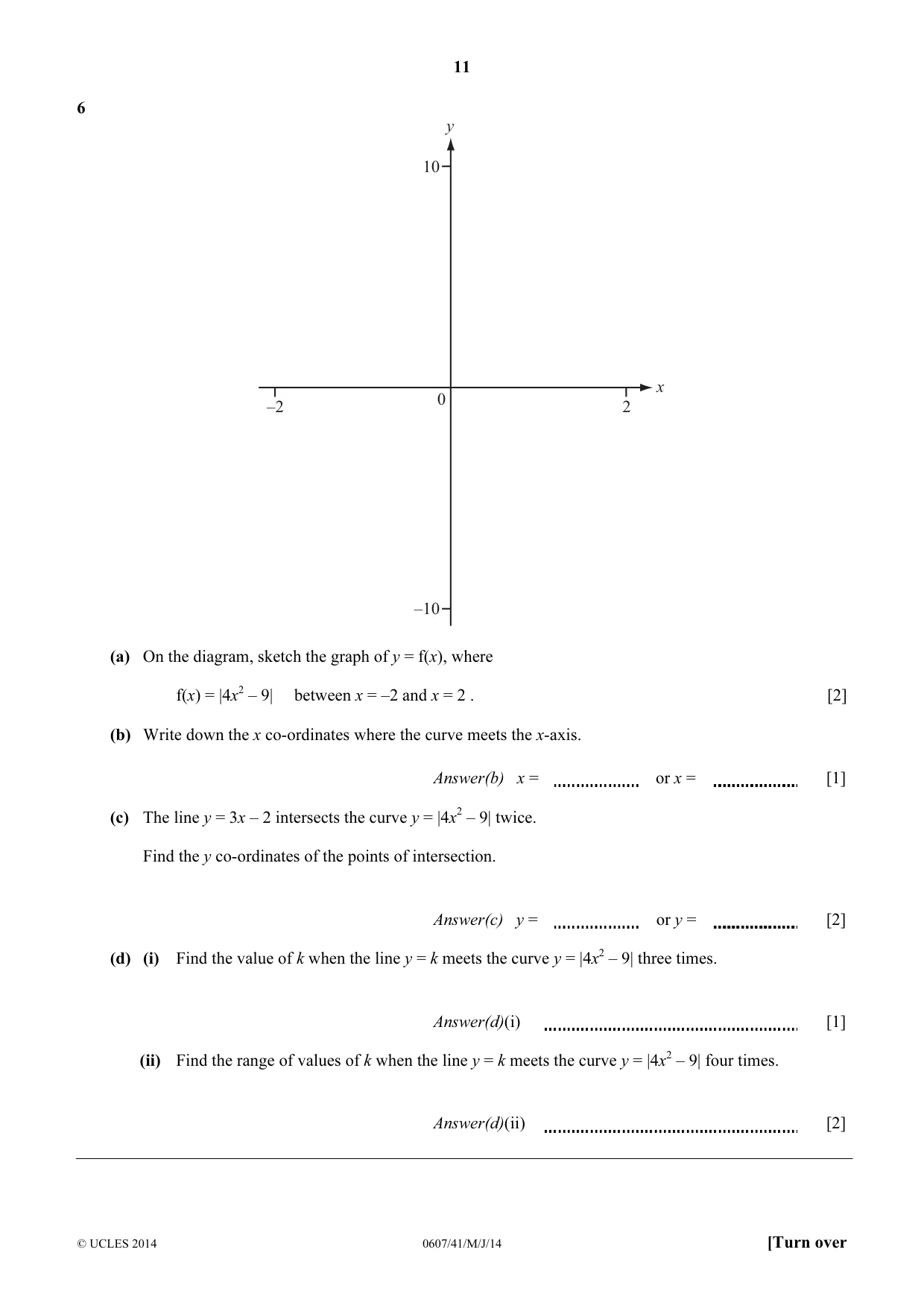 Cambridge IGCSE Mathematics - International 0607 2014 May/June Paper 4 · Variant 1 question paper, page 11 of 24