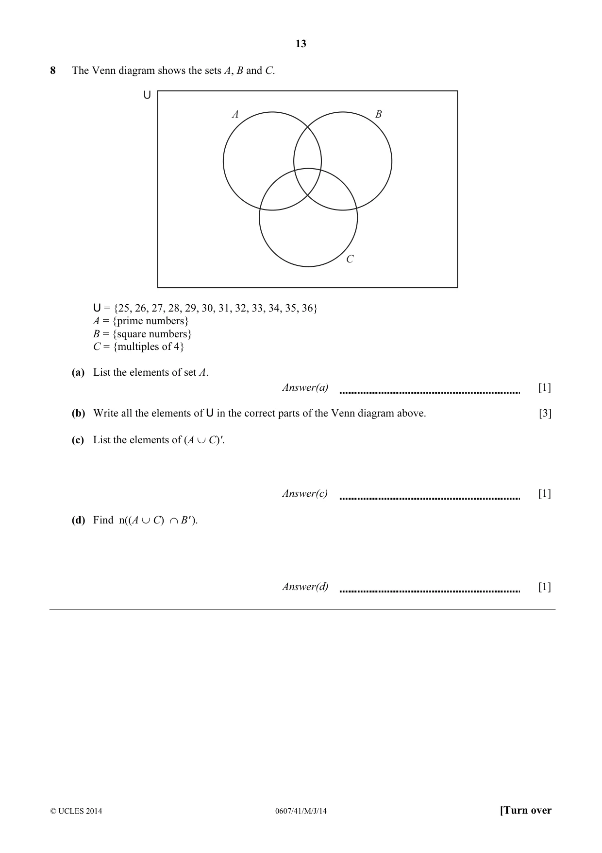Cambridge IGCSE Mathematics - International 0607 2014 May/June Paper 4 · Variant 1 question paper, page 13 of 24