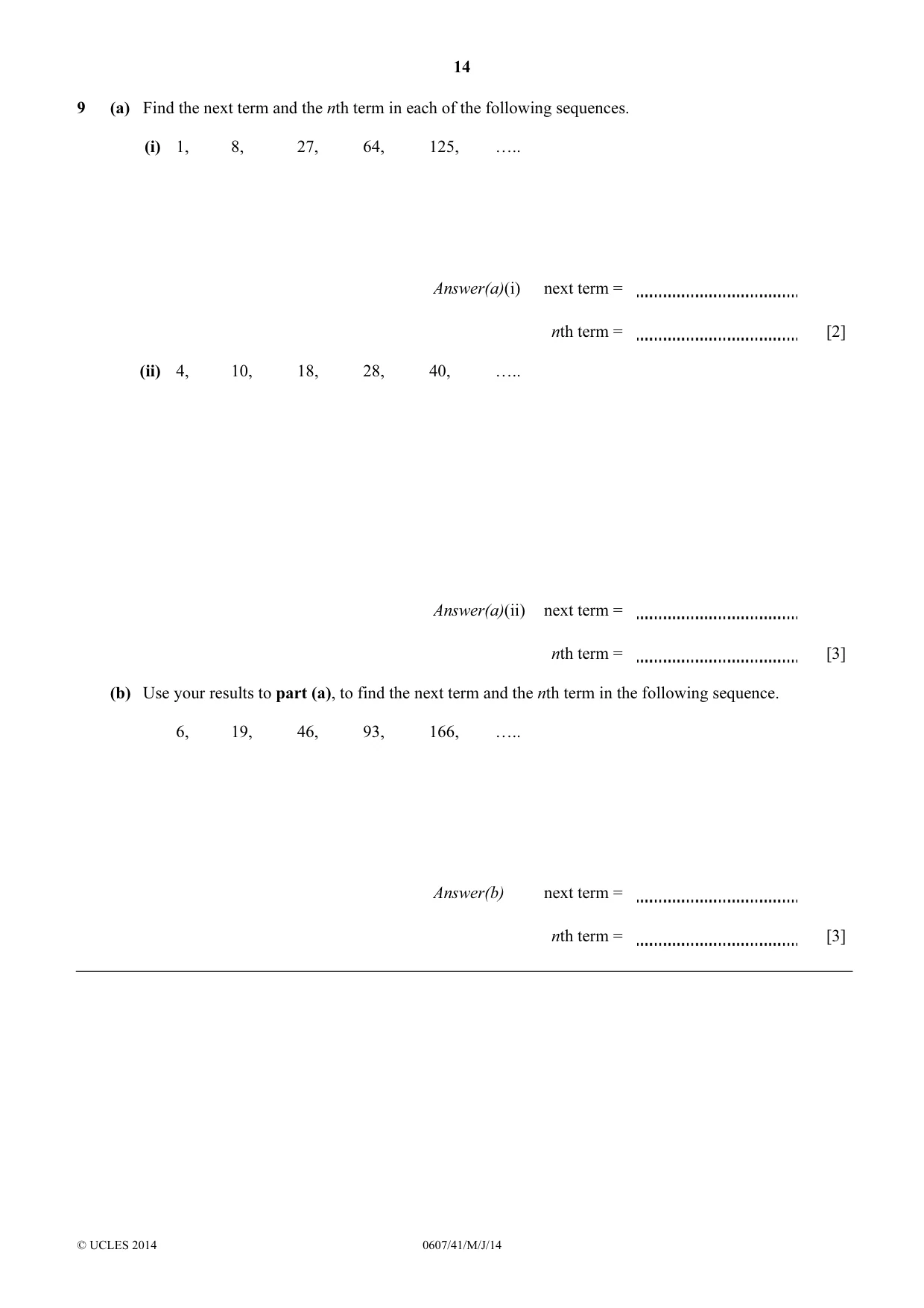 Cambridge IGCSE Mathematics - International 0607 2014 May/June Paper 4 · Variant 1 question paper, page 14 of 24