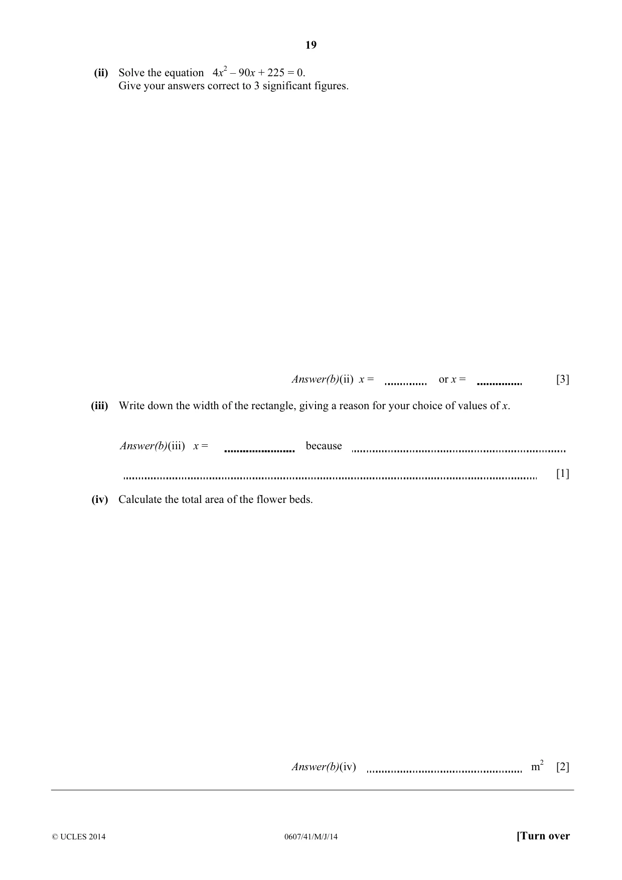 Cambridge IGCSE Mathematics - International 0607 2014 May/June Paper 4 · Variant 1 question paper, page 19 of 24