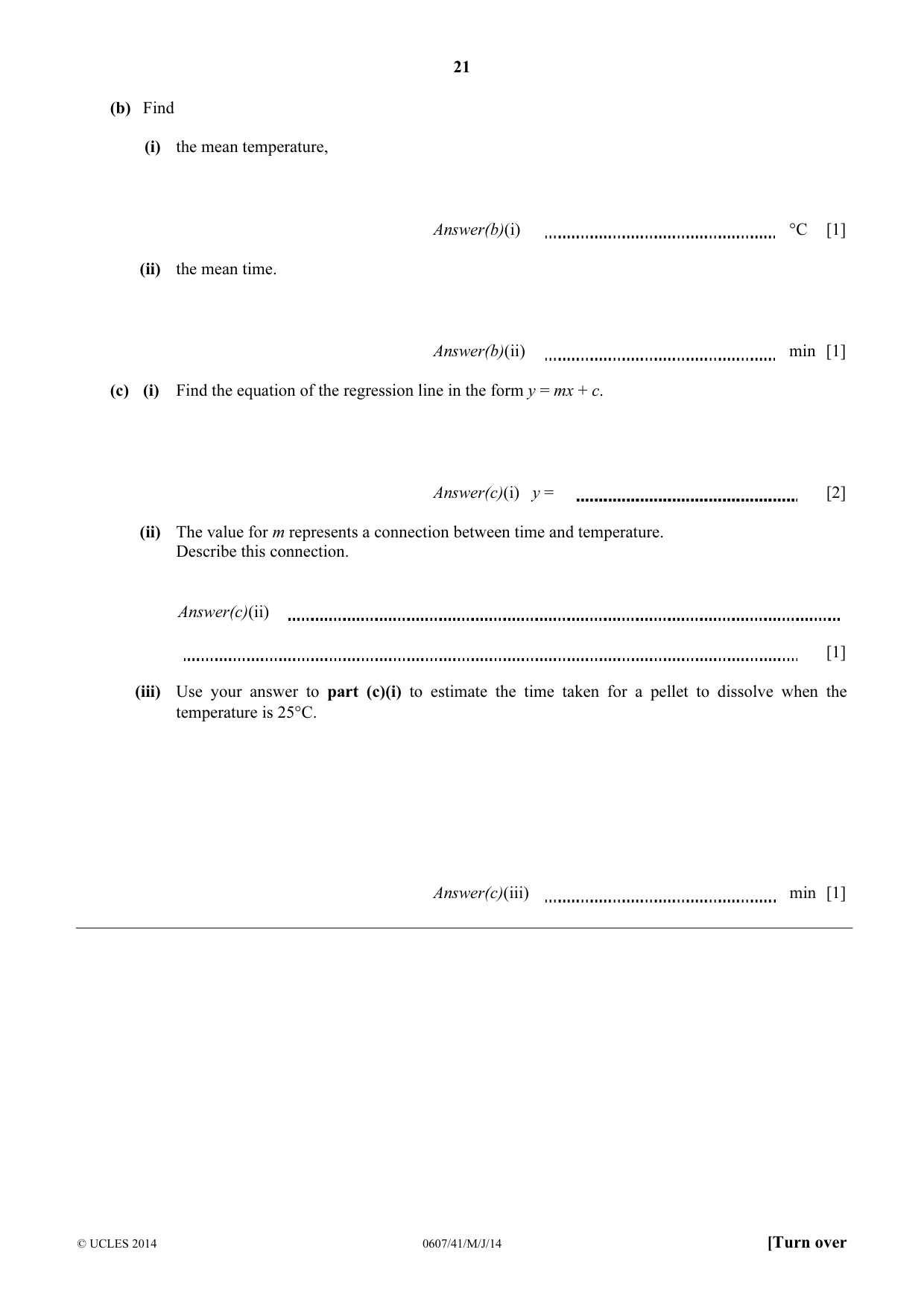 Cambridge IGCSE Mathematics - International 0607 2014 May/June Paper 4 · Variant 1 question paper, page 21 of 24