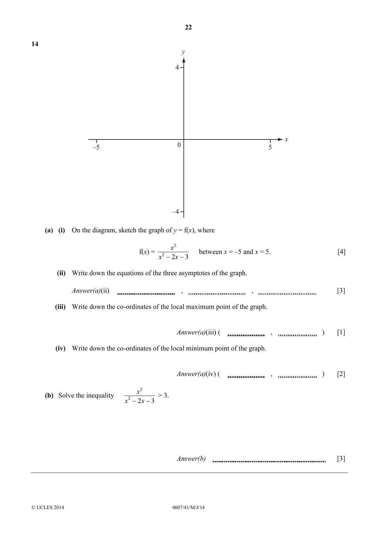 Cambridge IGCSE Mathematics - International 0607 2014 May/June Paper 4 · Variant 1 question paper, page 22 of 24