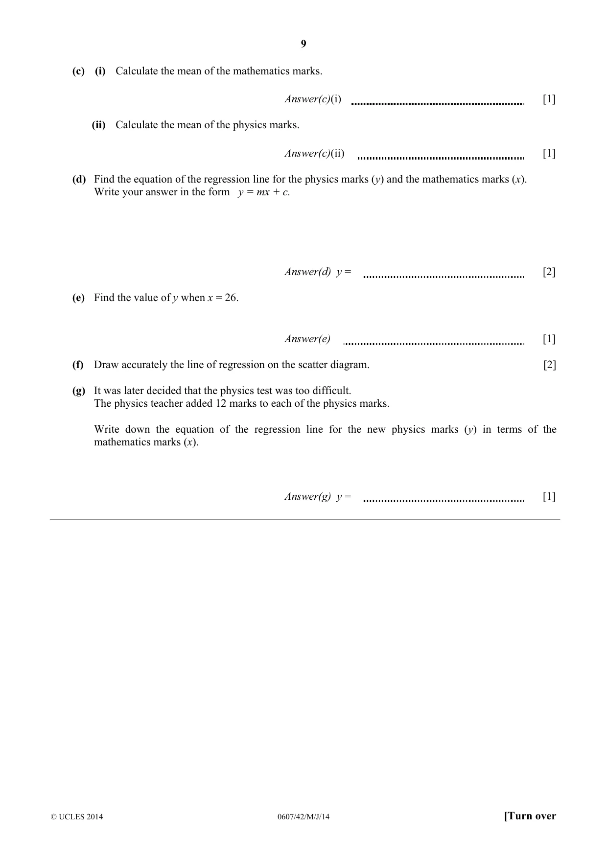 Cambridge IGCSE Mathematics - International 0607 2014 May/June Paper 4 · Variant 2 question paper, page 9 of 20