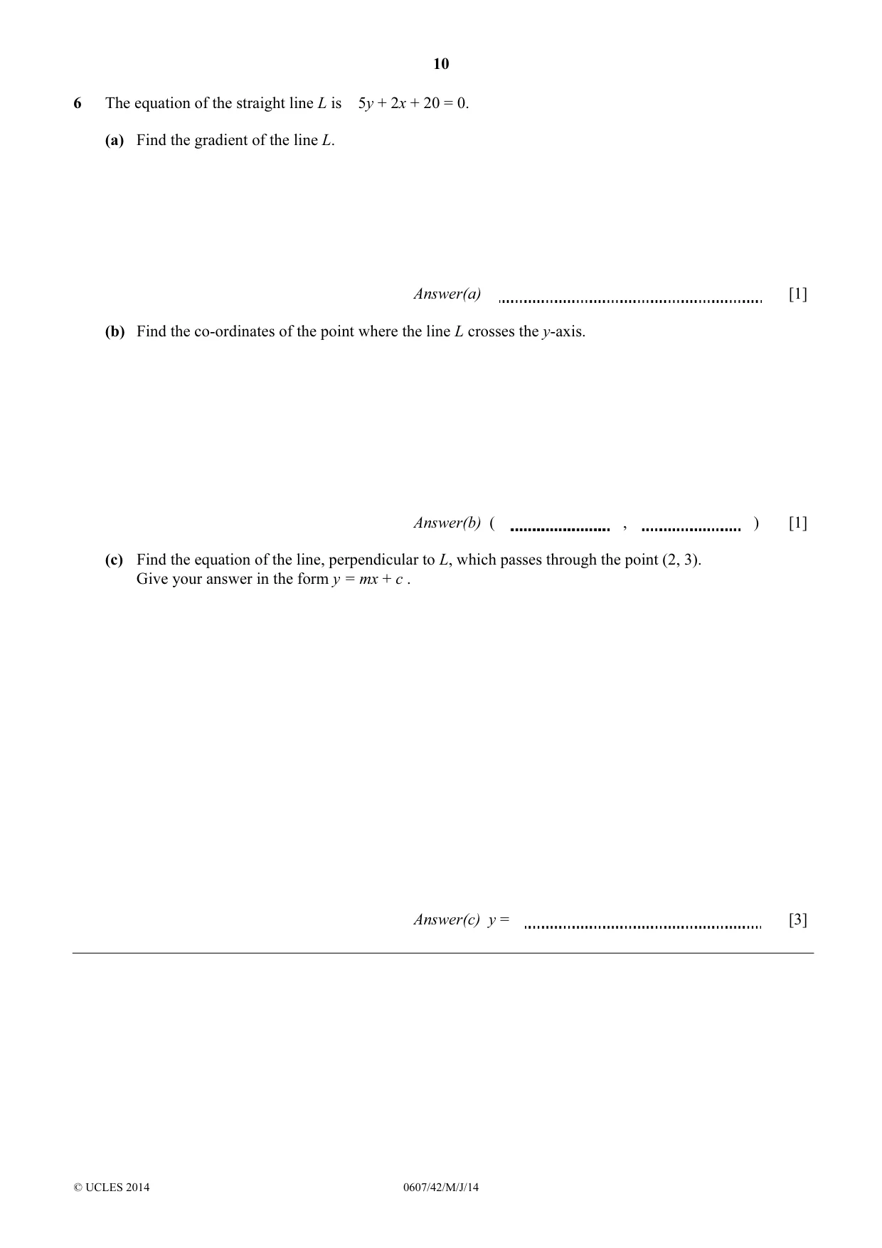 Cambridge IGCSE Mathematics - International 0607 2014 May/June Paper 4 · Variant 2 question paper, page 10 of 20