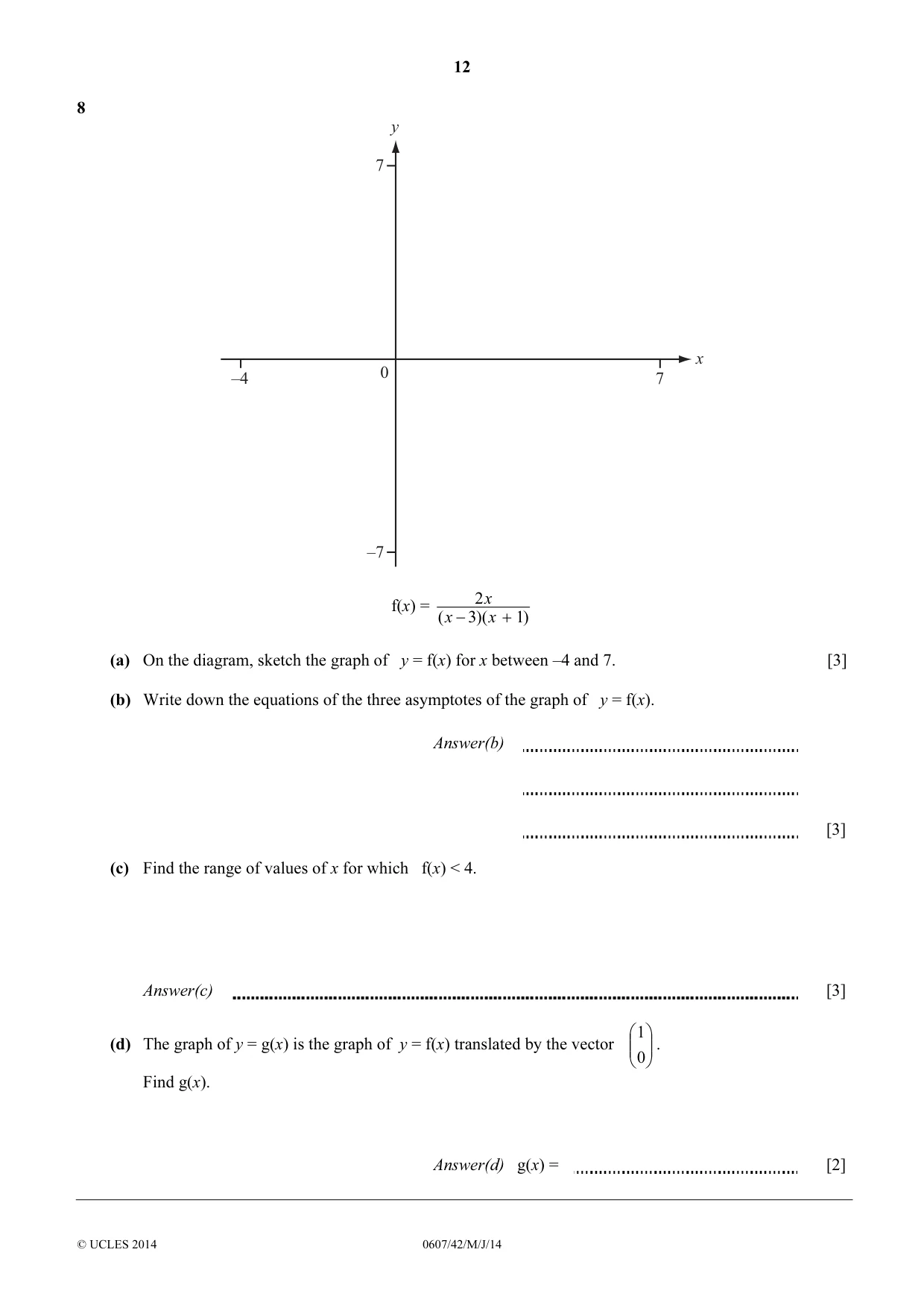 Cambridge IGCSE Mathematics - International 0607 2014 May/June Paper 4 · Variant 2 question paper, page 12 of 20