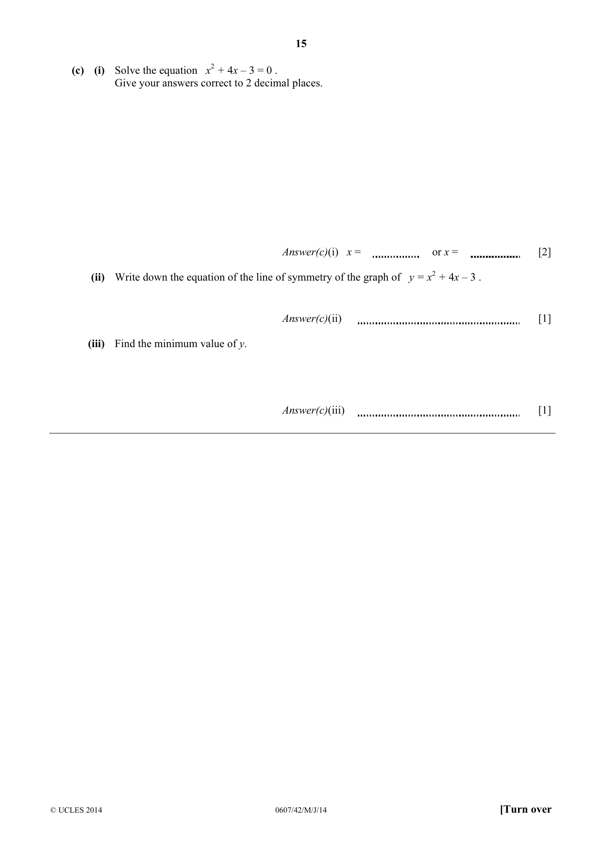 Cambridge IGCSE Mathematics - International 0607 2014 May/June Paper 4 · Variant 2 question paper, page 15 of 20