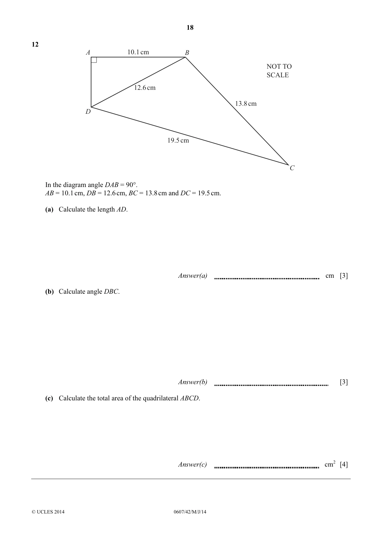 Cambridge IGCSE Mathematics - International 0607 2014 May/June Paper 4 · Variant 2 question paper, page 18 of 20