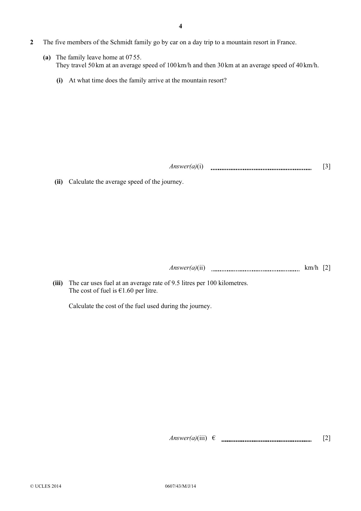 Cambridge IGCSE Mathematics - International 0607 2014 May/June Paper 4 · Variant 3 question paper, page 4 of 20