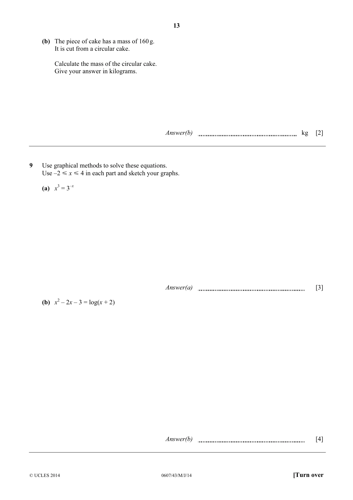 Cambridge IGCSE Mathematics - International 0607 2014 May/June Paper 4 · Variant 3 question paper, page 13 of 20