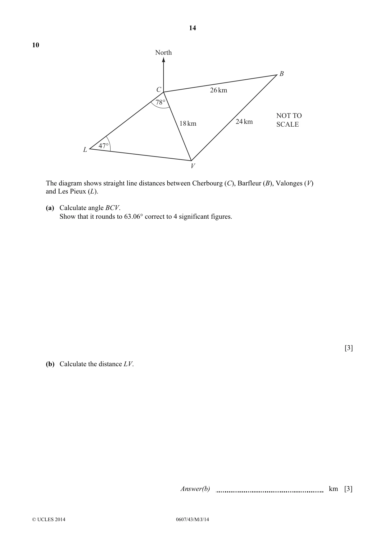 Cambridge IGCSE Mathematics - International 0607 2014 May/June Paper 4 · Variant 3 question paper, page 14 of 20