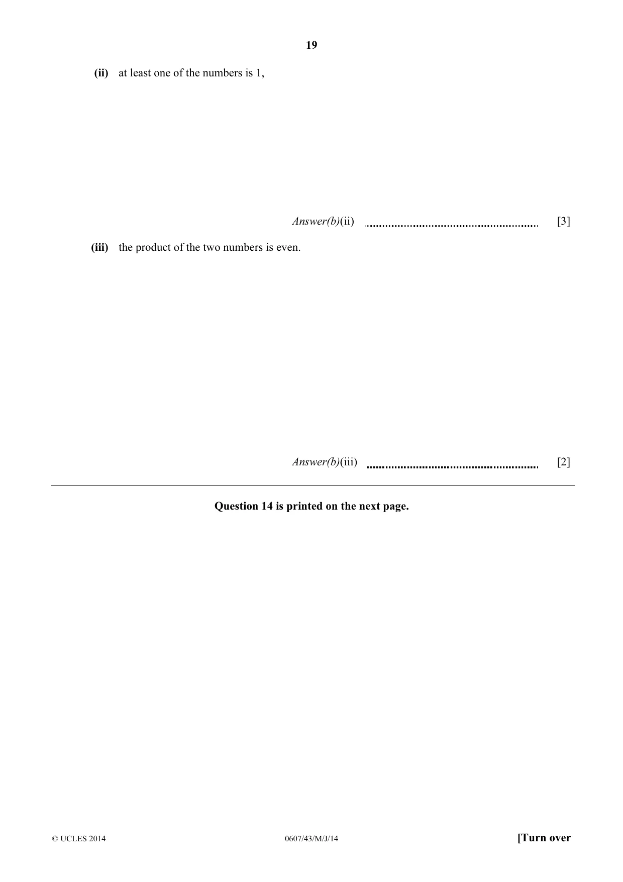 Cambridge IGCSE Mathematics - International 0607 2014 May/June Paper 4 · Variant 3 question paper, page 19 of 20