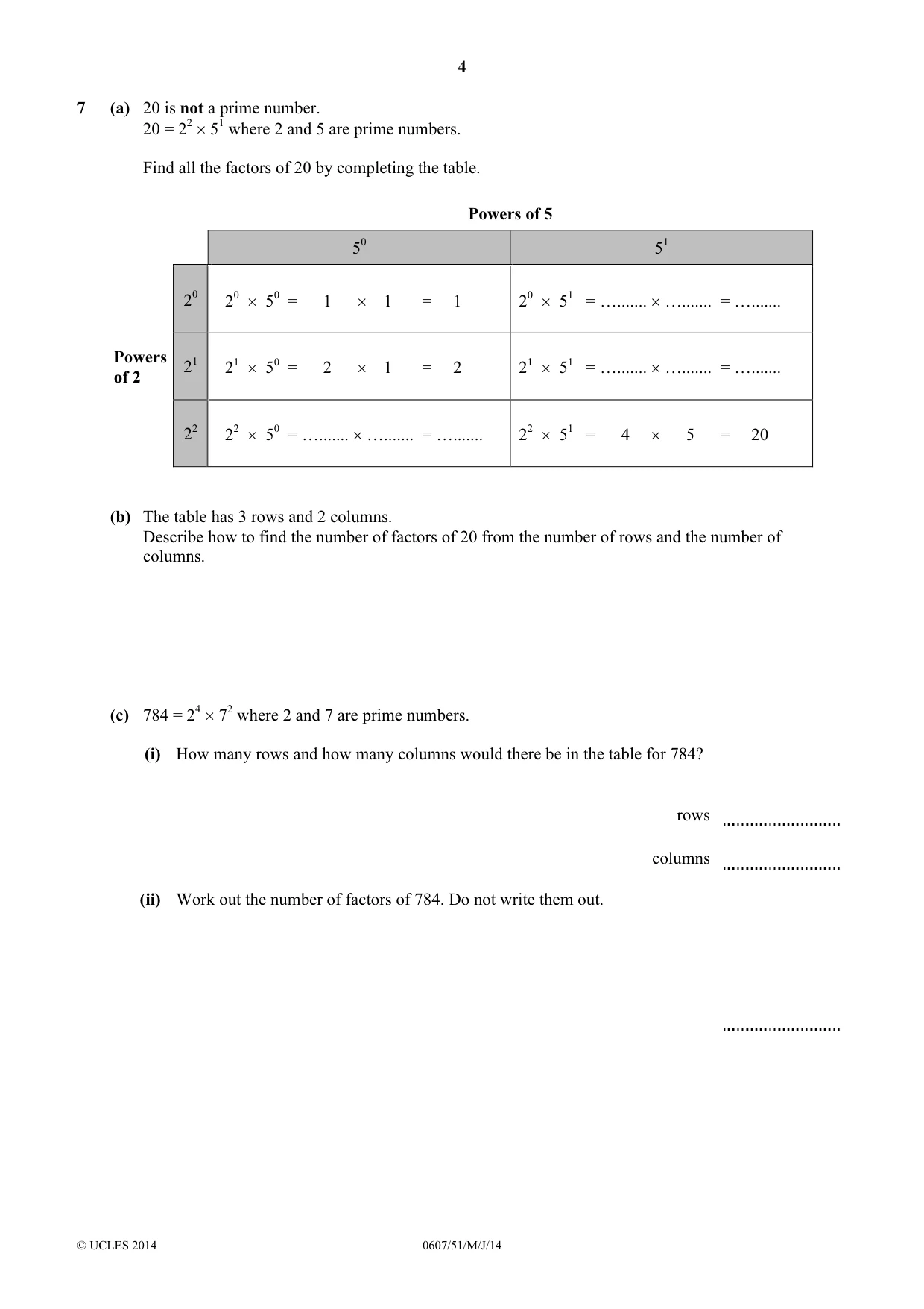 Cambridge IGCSE Mathematics - International 0607 2014 May/June Paper 5 · Variant 1 question paper, page 4 of 8