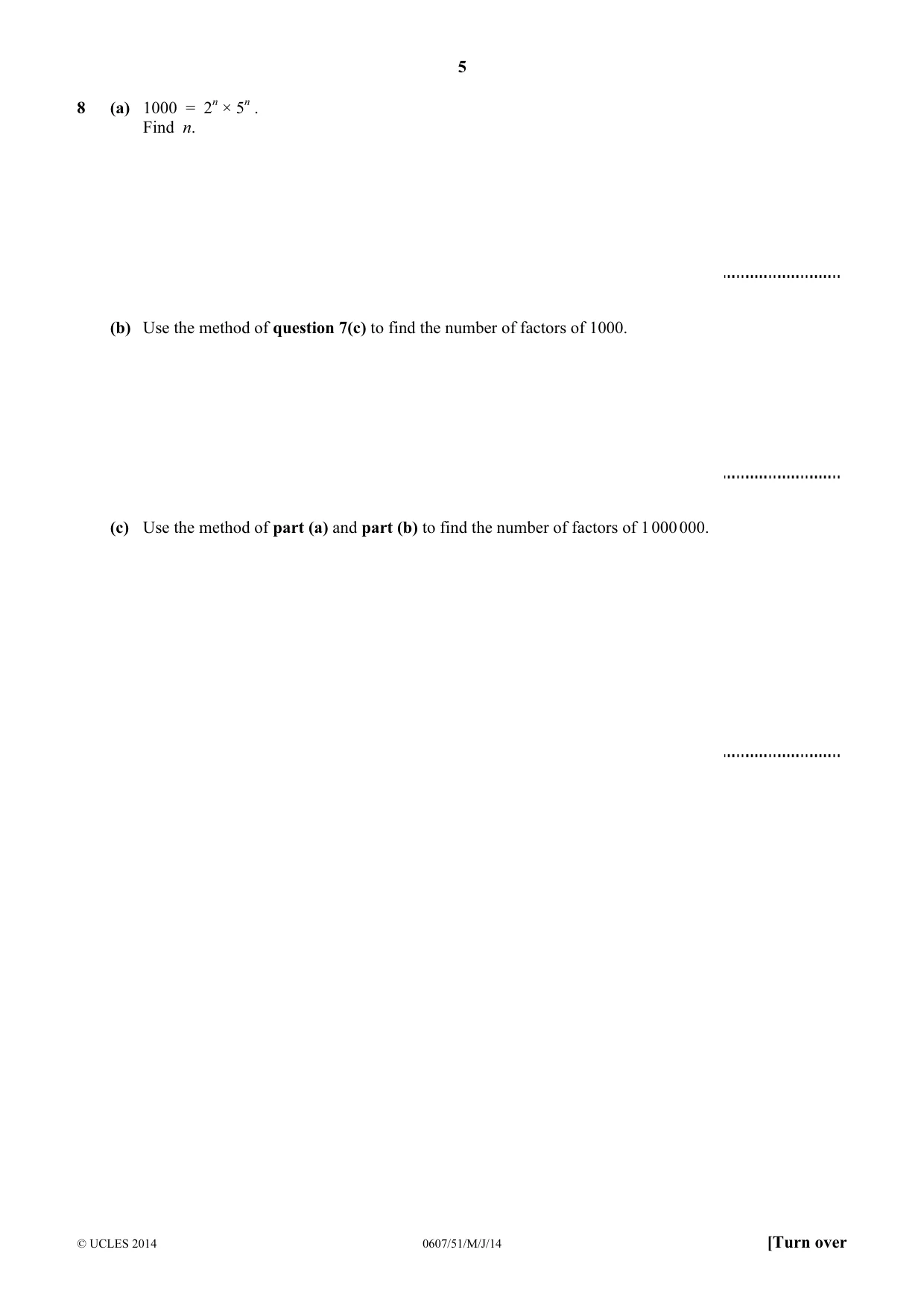 Cambridge IGCSE Mathematics - International 0607 2014 May/June Paper 5 · Variant 1 question paper, page 5 of 8