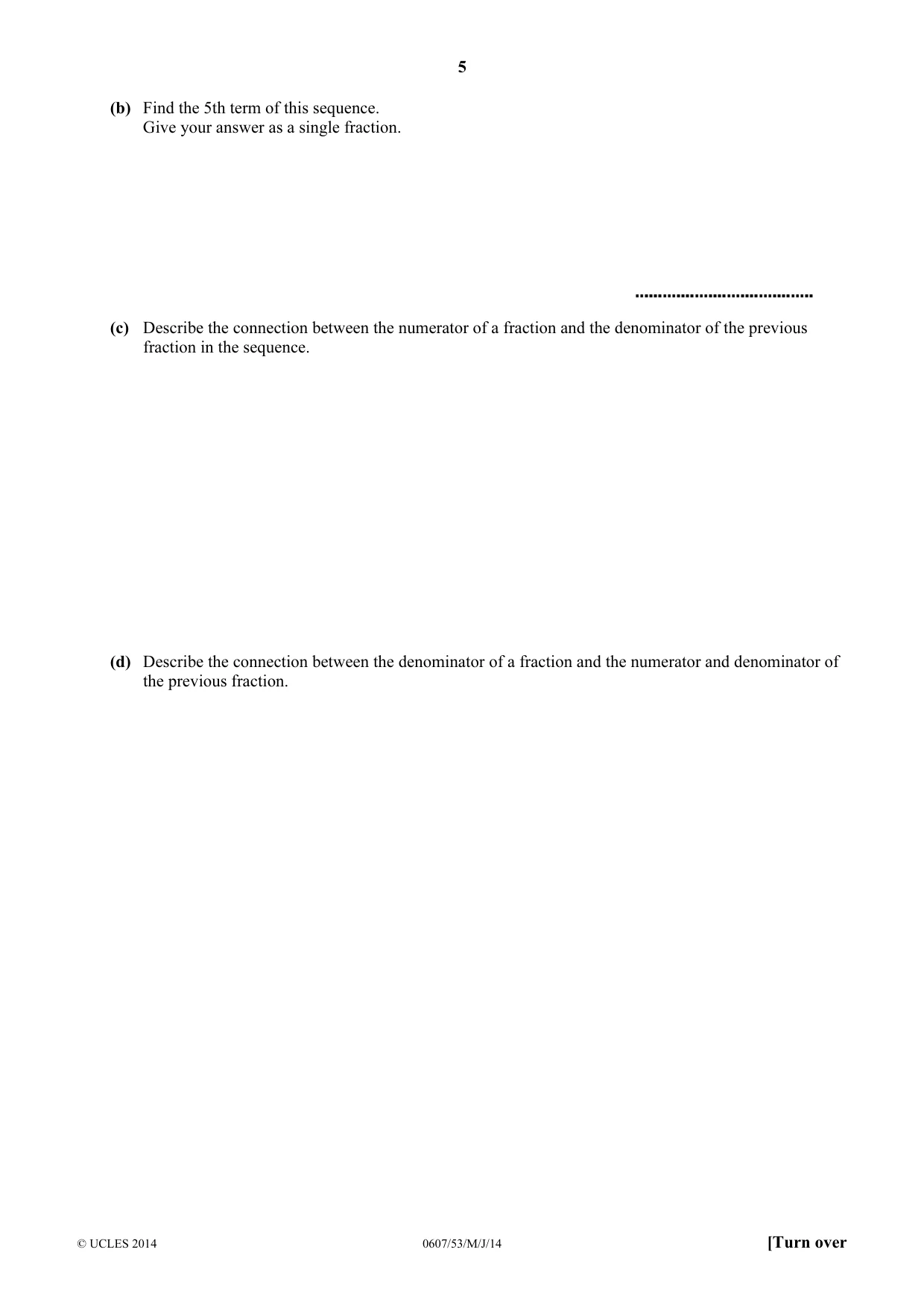 Cambridge IGCSE Mathematics - International 0607 2014 May/June Paper 5 · Variant 3 question paper, page 5 of 8
