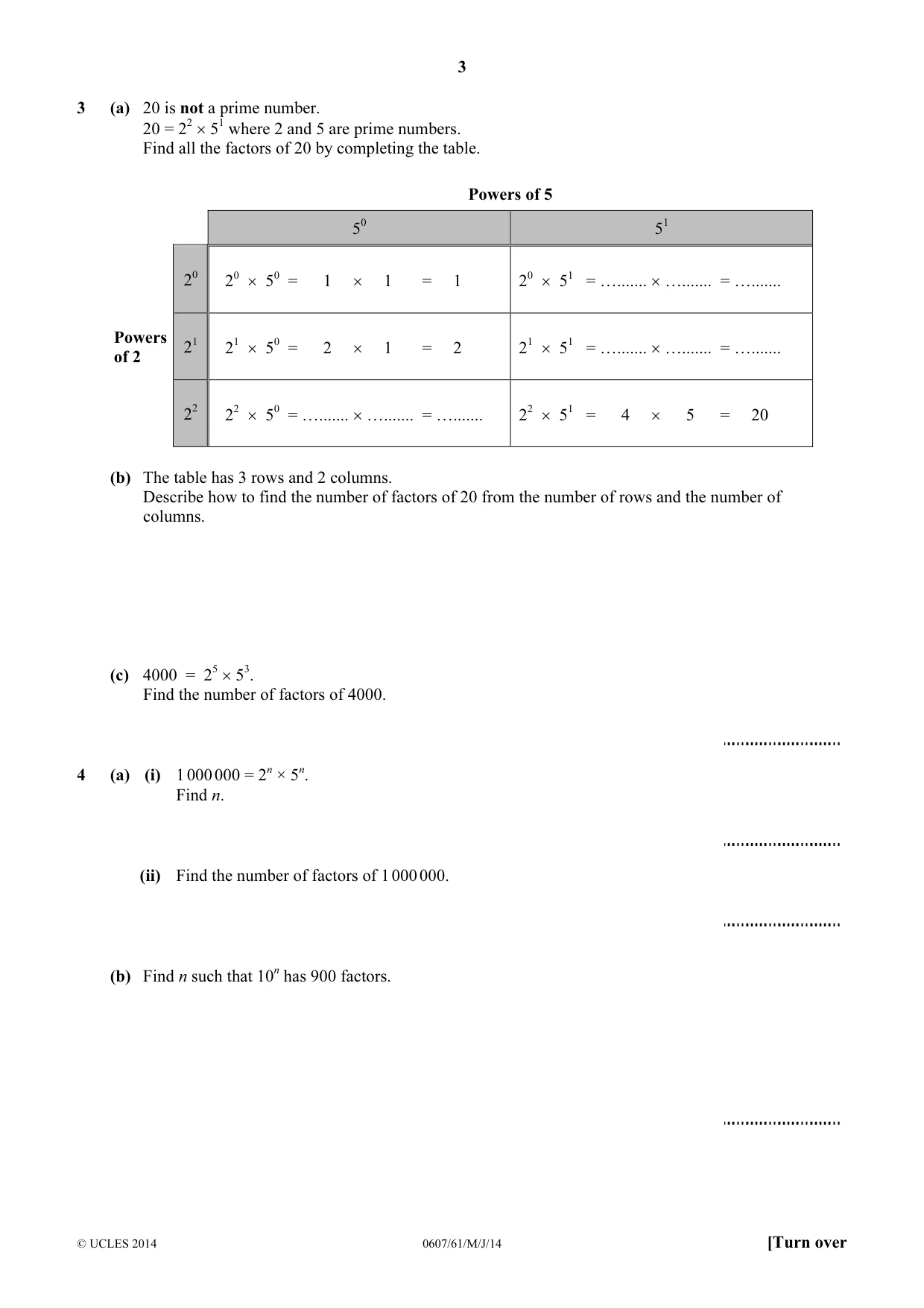 Cambridge IGCSE Mathematics - International 0607 2014 May/June Paper 6 · Variant 1 question paper, page 3 of 8